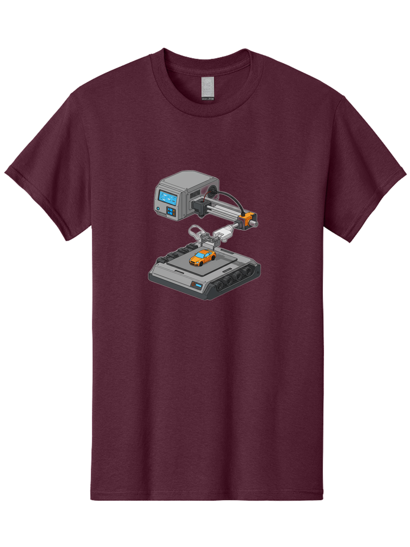 3D-Printer-22 Men'S Graphic Tee, 100% Cotton, Comfortable Casual Summer Wear, Machine Washable, 3D Printing Technology, Rapid Prototyping, Orange Sports Car, Digital Fabrication, Futuristic Manufacturing, Additive Manufacturing, 3D Modeling Baa016
