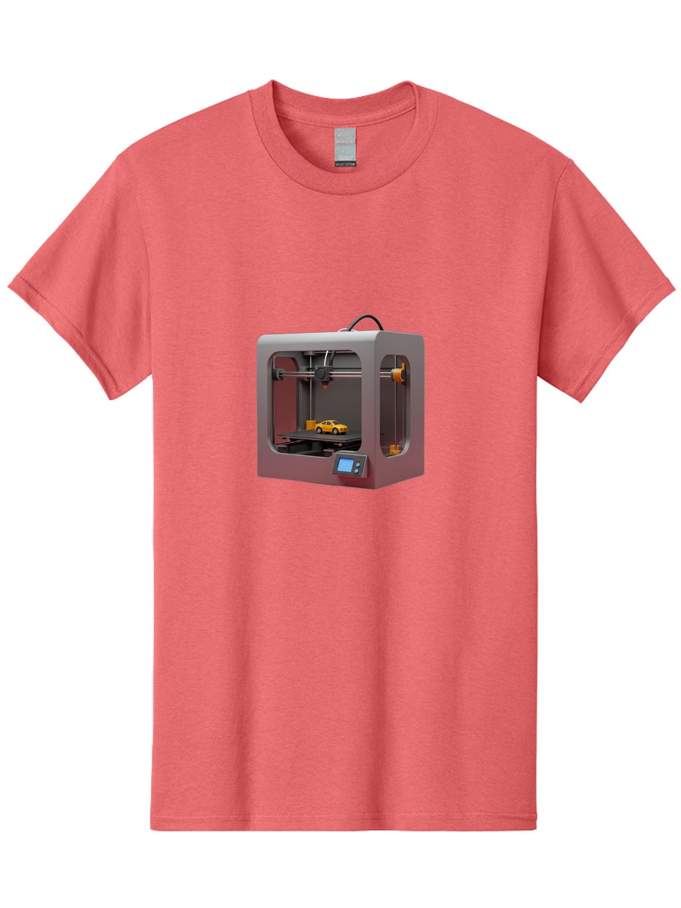 3D-Printer-24 Men'S Graphic Tee, 100% Cotton, Comfortable Casual Summer Wear, Machine Washable, 3D Printing Technology, Additive Manufacturing, 3D Printed Car Model, Futuristic Design, Digital Fabrication, Rapid Prototyping, 3D Modeling, Baa018