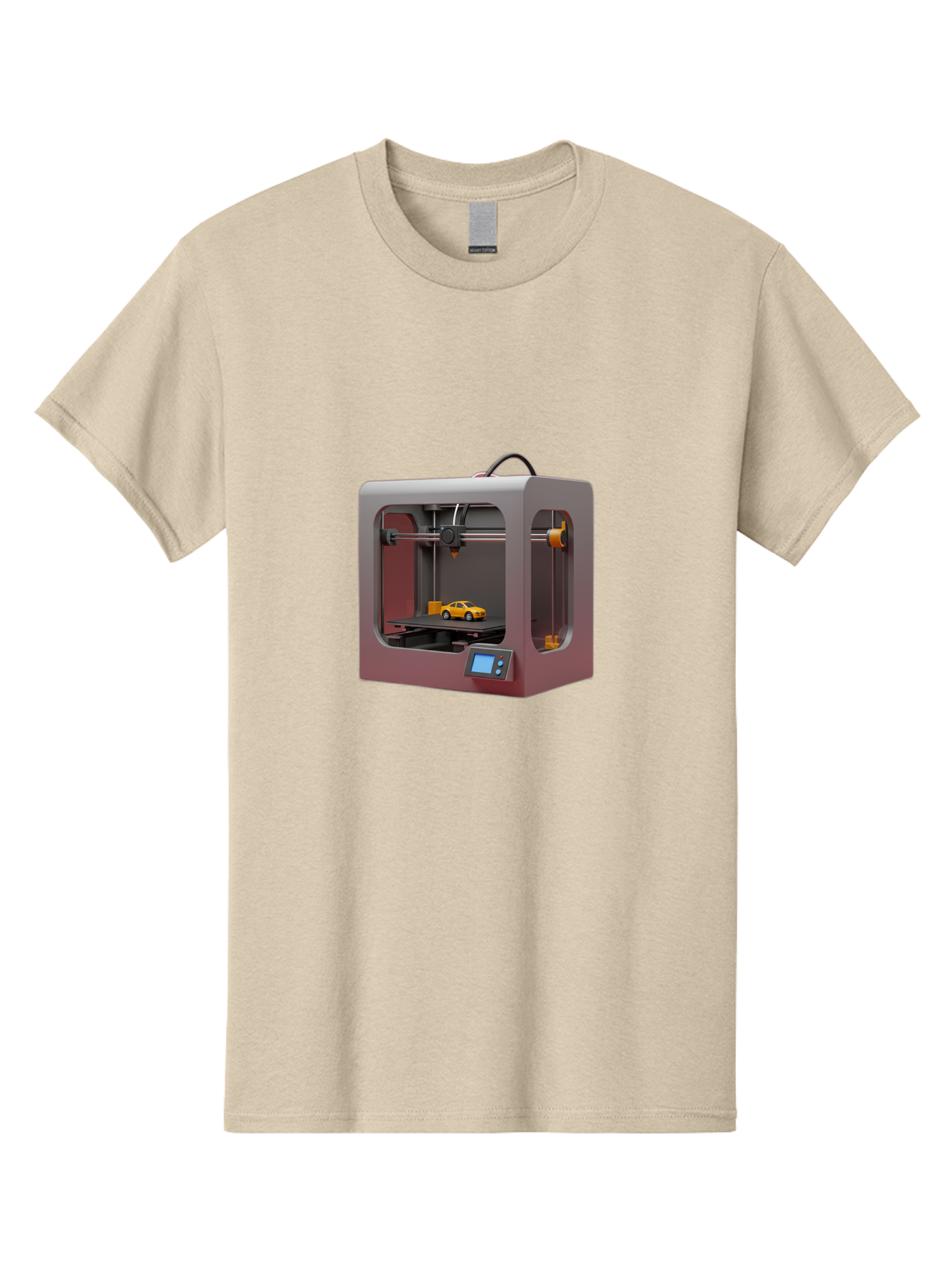 3D-Printer-24 Men'S Graphic Tee, 100% Cotton, Comfortable Casual Summer Wear, Machine Washable, 3D Printing Technology, Additive Manufacturing, 3D Printed Car Model, Futuristic Design, Digital Fabrication, Rapid Prototyping, 3D Modeling, Baa018
