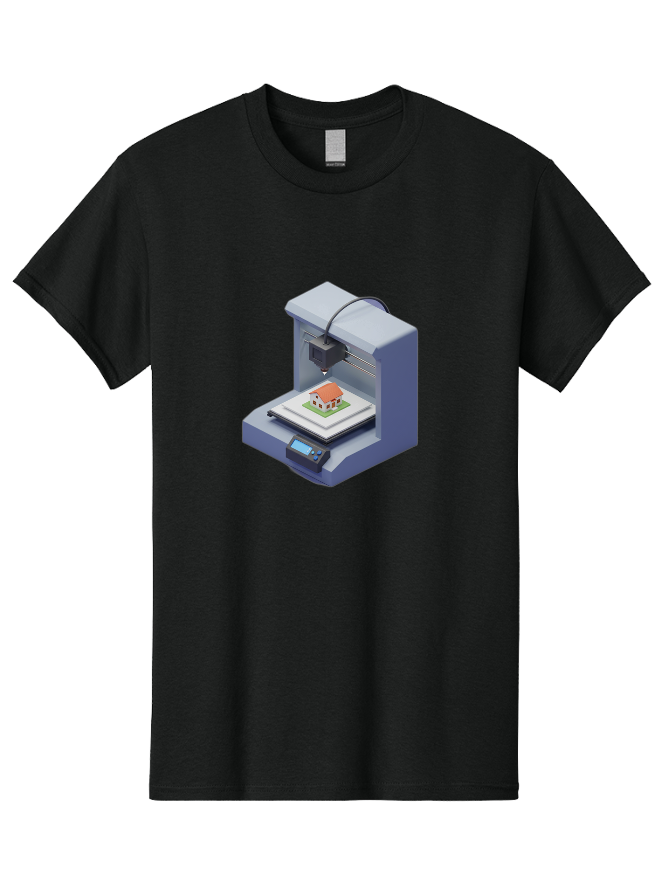 3D-Printer-25 Men'S Graphic Tee, 100% Cotton, Comfortable Casual Summer Wear, Machine Washable, 3D Printing Technology, House Model, Additive Manufacturing, Digital Fabrication, Rapid Prototyping, Modern Architecture, Futuristic Design, Baa019