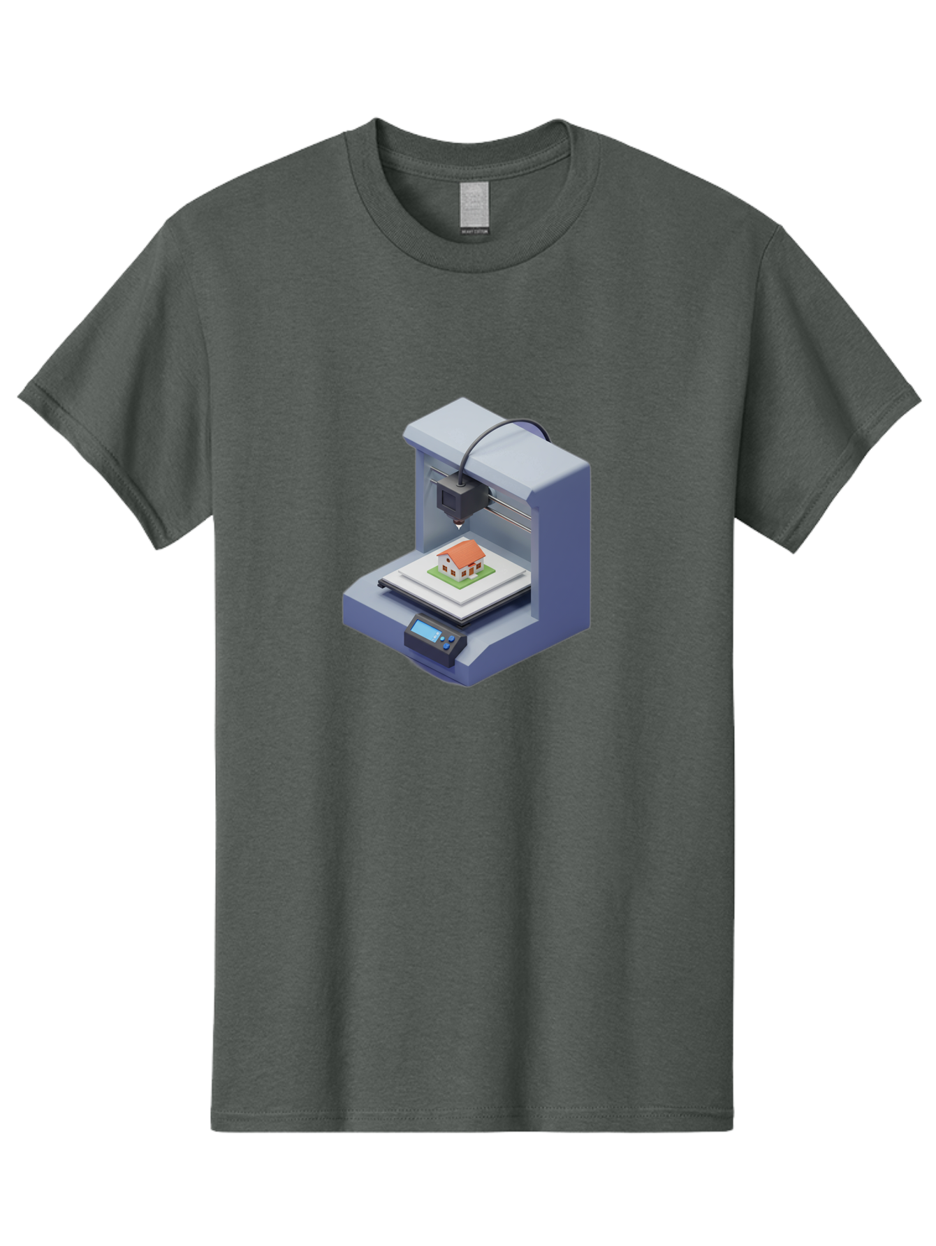 3D-Printer-25 Men'S Graphic Tee, 100% Cotton, Comfortable Casual Summer Wear, Machine Washable, 3D Printing Technology, House Model, Additive Manufacturing, Digital Fabrication, Rapid Prototyping, Modern Architecture, Futuristic Design, Baa019