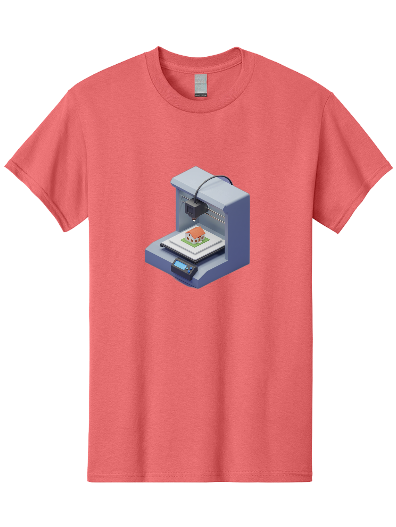 3D-Printer-25 Men'S Graphic Tee, 100% Cotton, Comfortable Casual Summer Wear, Machine Washable, 3D Printing Technology, House Model, Additive Manufacturing, Digital Fabrication, Rapid Prototyping, Modern Architecture, Futuristic Design, Baa019