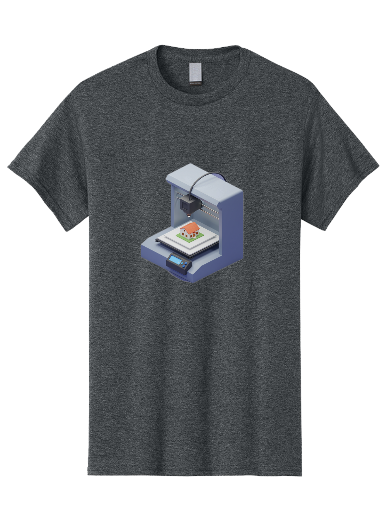 3D-Printer-25 Men'S Graphic Tee, 100% Cotton, Comfortable Casual Summer Wear, Machine Washable, 3D Printing Technology, House Model, Additive Manufacturing, Digital Fabrication, Rapid Prototyping, Modern Architecture, Futuristic Design, Baa019