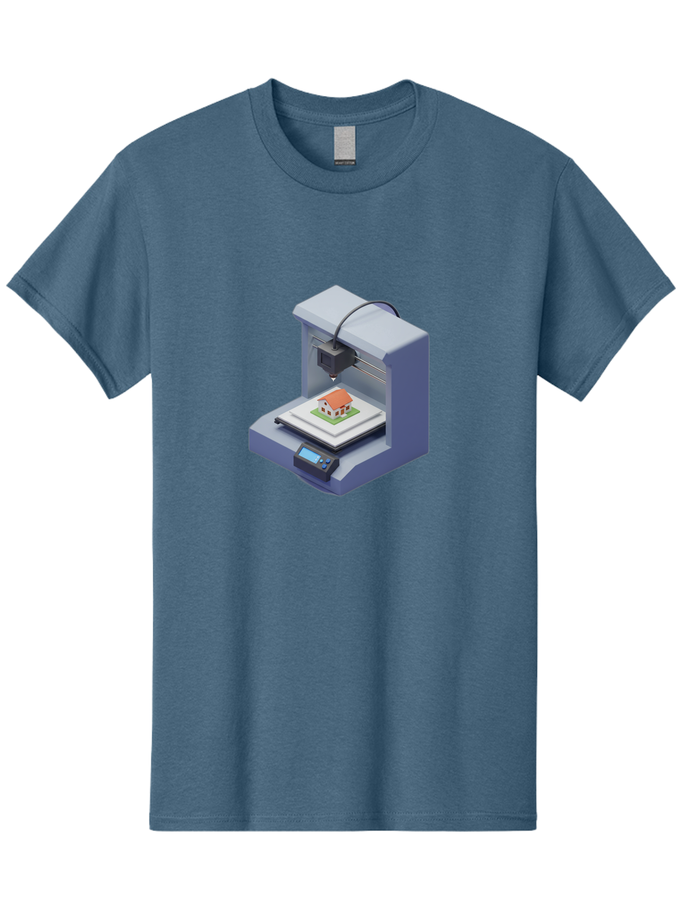 3D-Printer-25 Men'S Graphic Tee, 100% Cotton, Comfortable Casual Summer Wear, Machine Washable, 3D Printing Technology, House Model, Additive Manufacturing, Digital Fabrication, Rapid Prototyping, Modern Architecture, Futuristic Design, Baa019