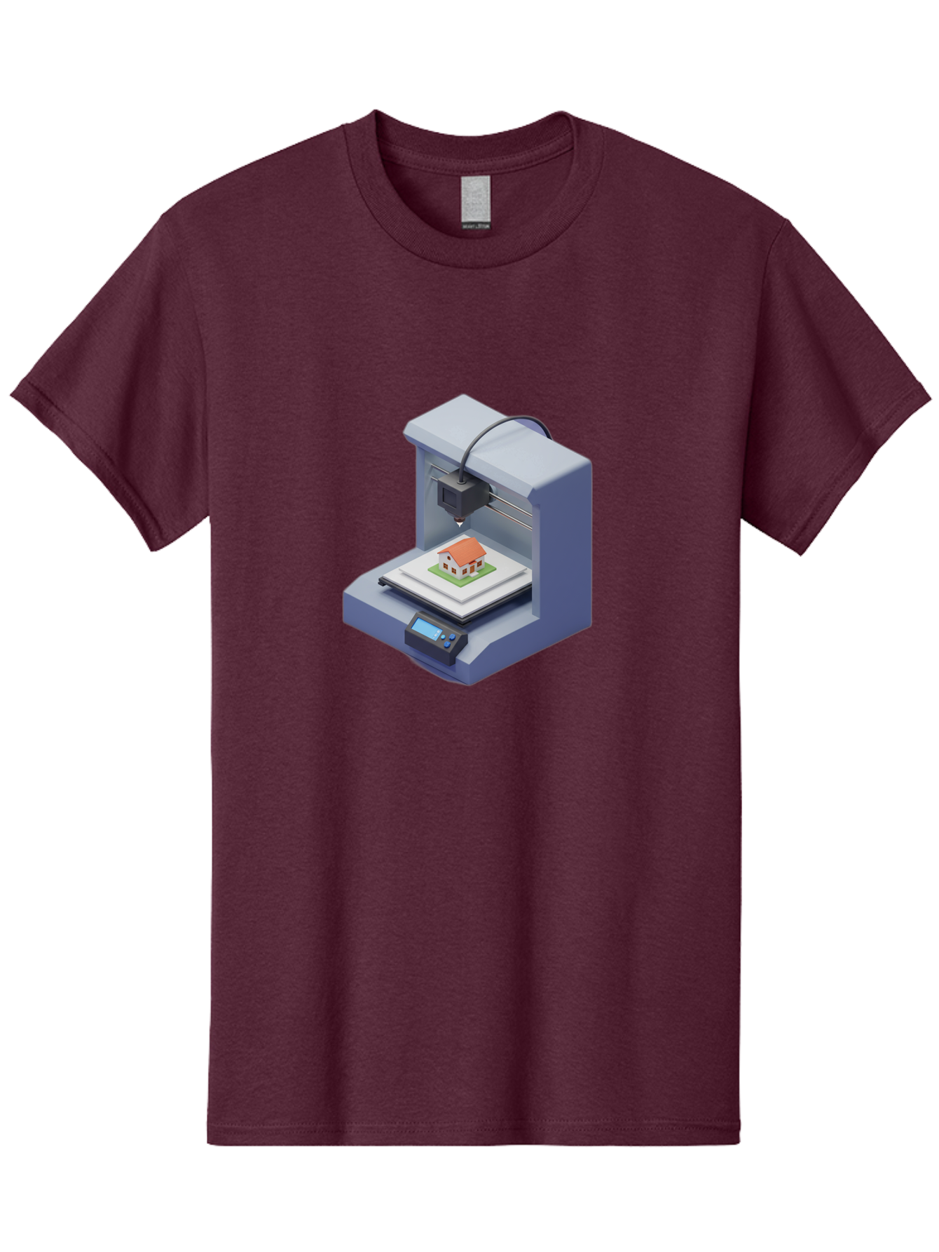 3D-Printer-25 Men'S Graphic Tee, 100% Cotton, Comfortable Casual Summer Wear, Machine Washable, 3D Printing Technology, House Model, Additive Manufacturing, Digital Fabrication, Rapid Prototyping, Modern Architecture, Futuristic Design, Baa019
