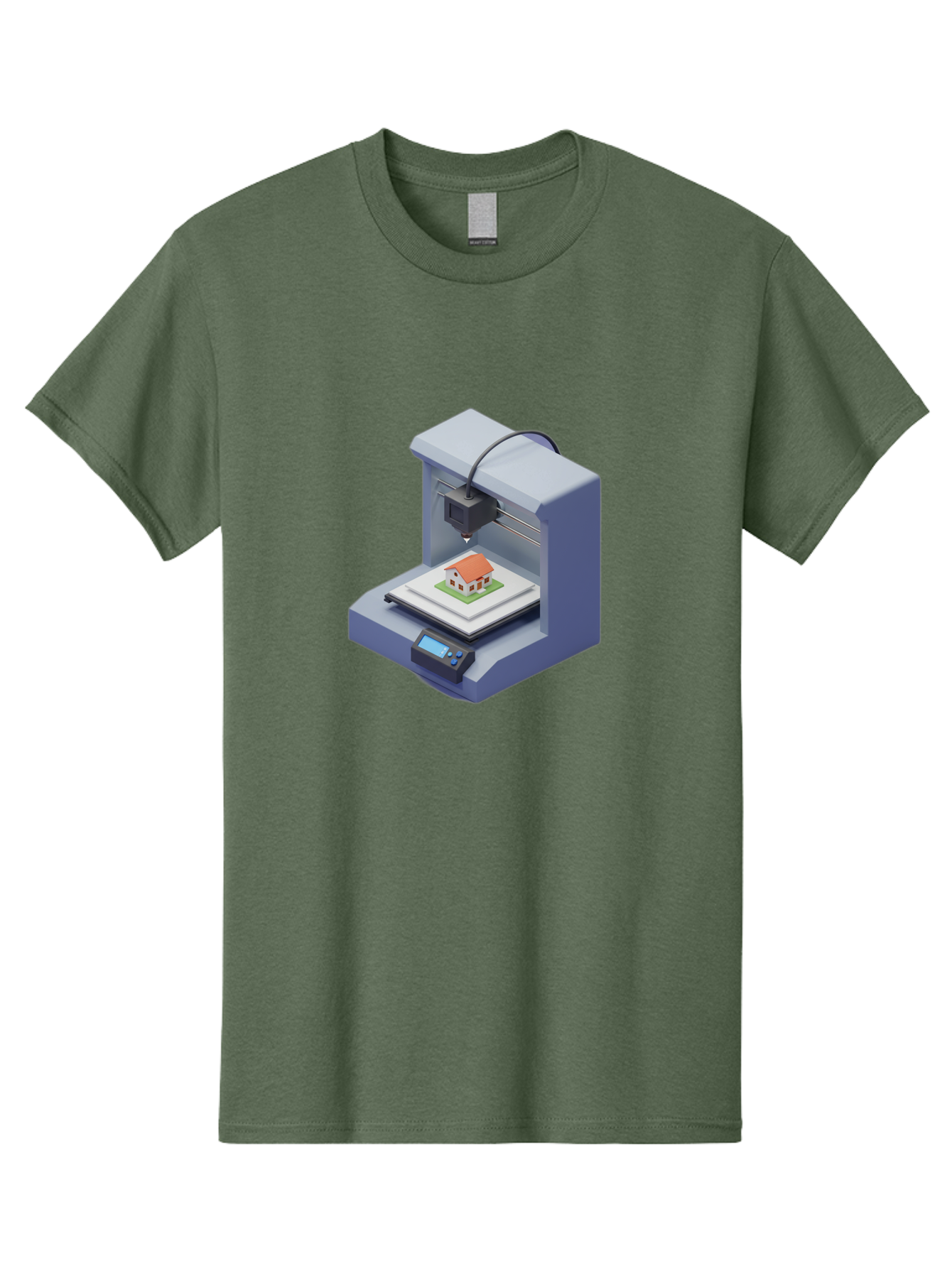 3D-Printer-25 Men'S Graphic Tee, 100% Cotton, Comfortable Casual Summer Wear, Machine Washable, 3D Printing Technology, House Model, Additive Manufacturing, Digital Fabrication, Rapid Prototyping, Modern Architecture, Futuristic Design, Baa019
