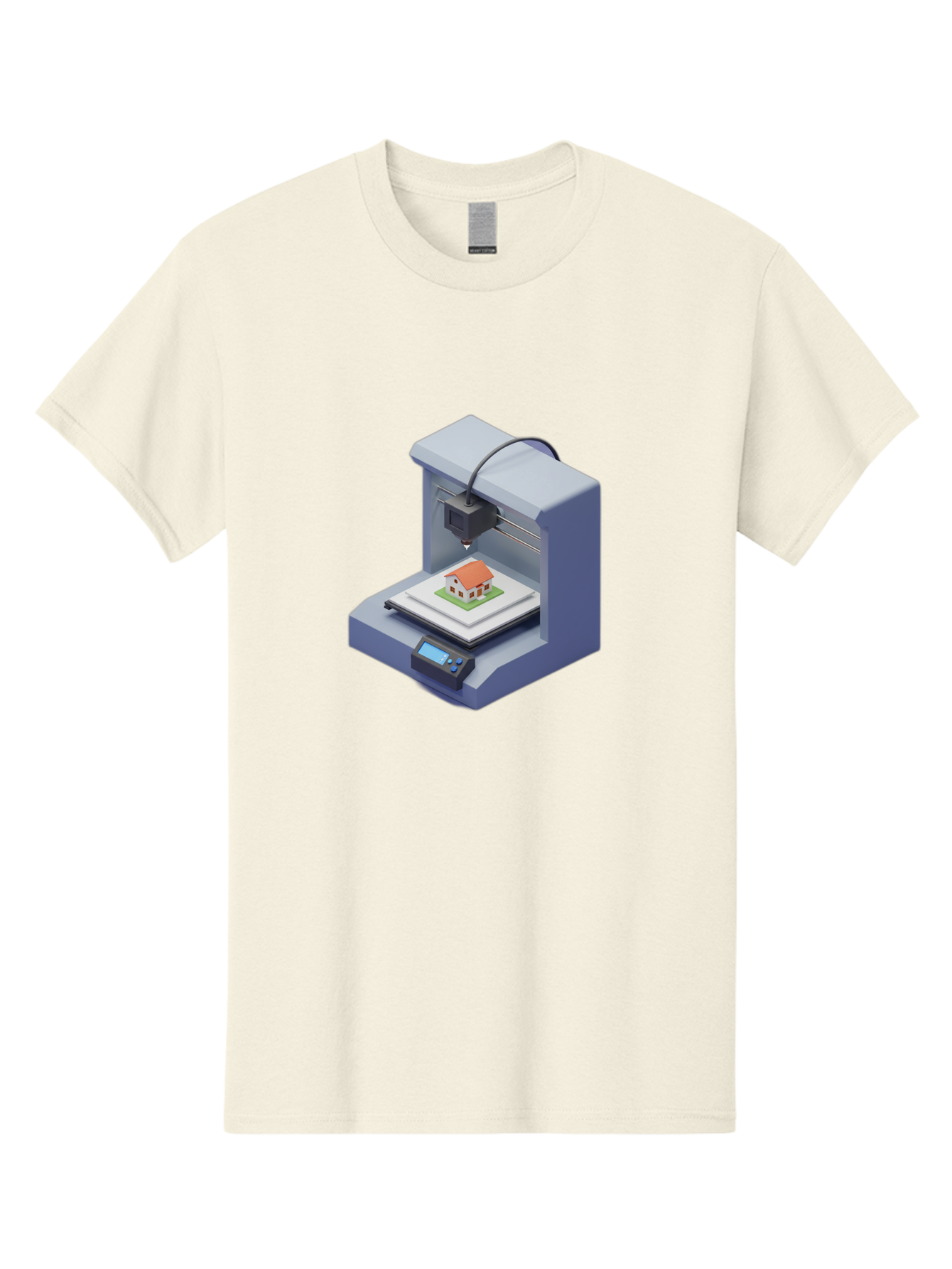 3D-Printer-25 Men'S Graphic Tee, 100% Cotton, Comfortable Casual Summer Wear, Machine Washable, 3D Printing Technology, House Model, Additive Manufacturing, Digital Fabrication, Rapid Prototyping, Modern Architecture, Futuristic Design, Baa019