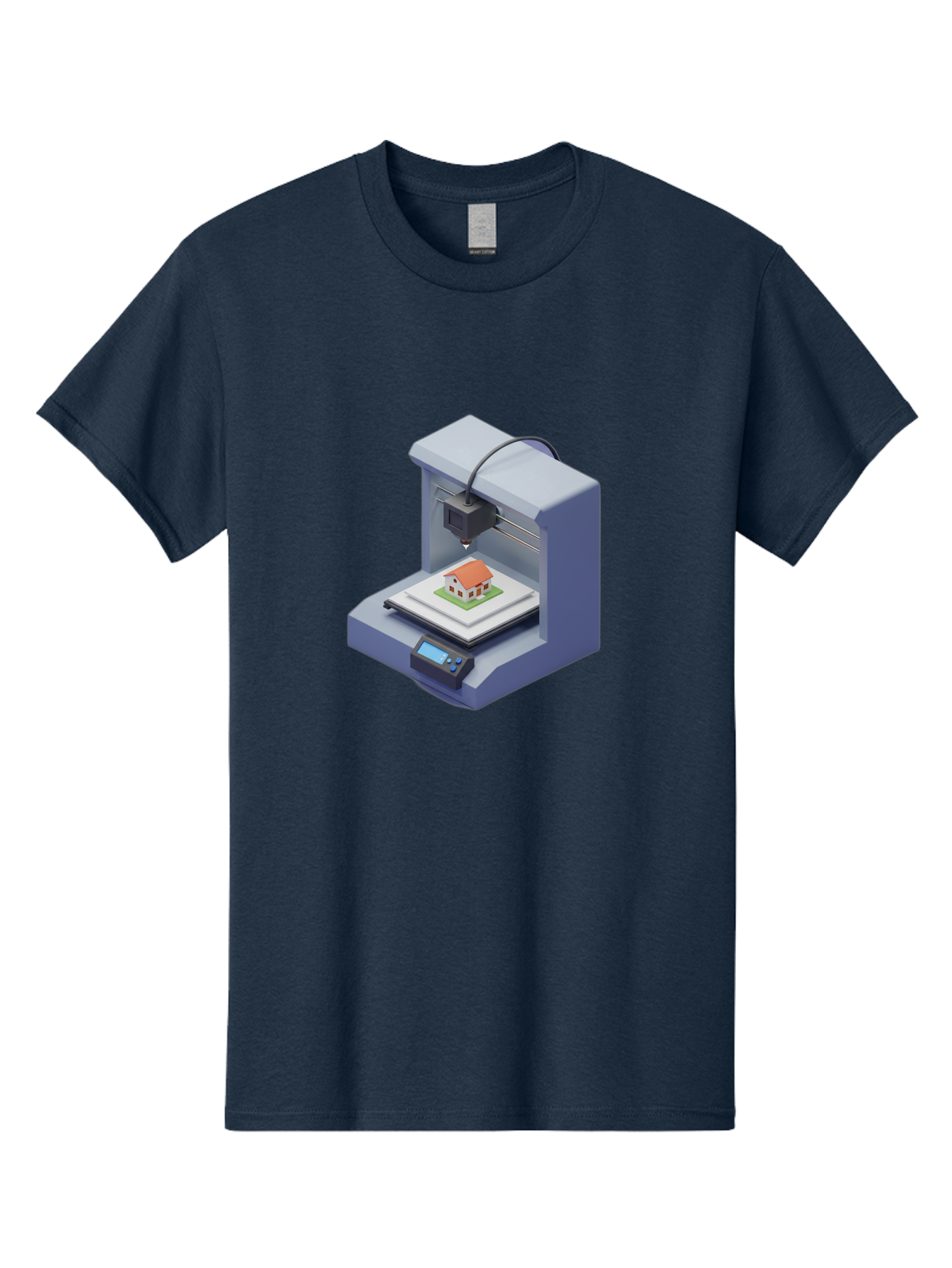 3D-Printer-25 Men'S Graphic Tee, 100% Cotton, Comfortable Casual Summer Wear, Machine Washable, 3D Printing Technology, House Model, Additive Manufacturing, Digital Fabrication, Rapid Prototyping, Modern Architecture, Futuristic Design, Baa019