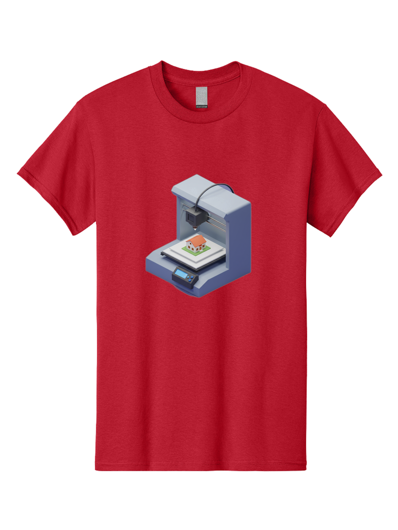 3D-Printer-25 Men'S Graphic Tee, 100% Cotton, Comfortable Casual Summer Wear, Machine Washable, 3D Printing Technology, House Model, Additive Manufacturing, Digital Fabrication, Rapid Prototyping, Modern Architecture, Futuristic Design, Baa019