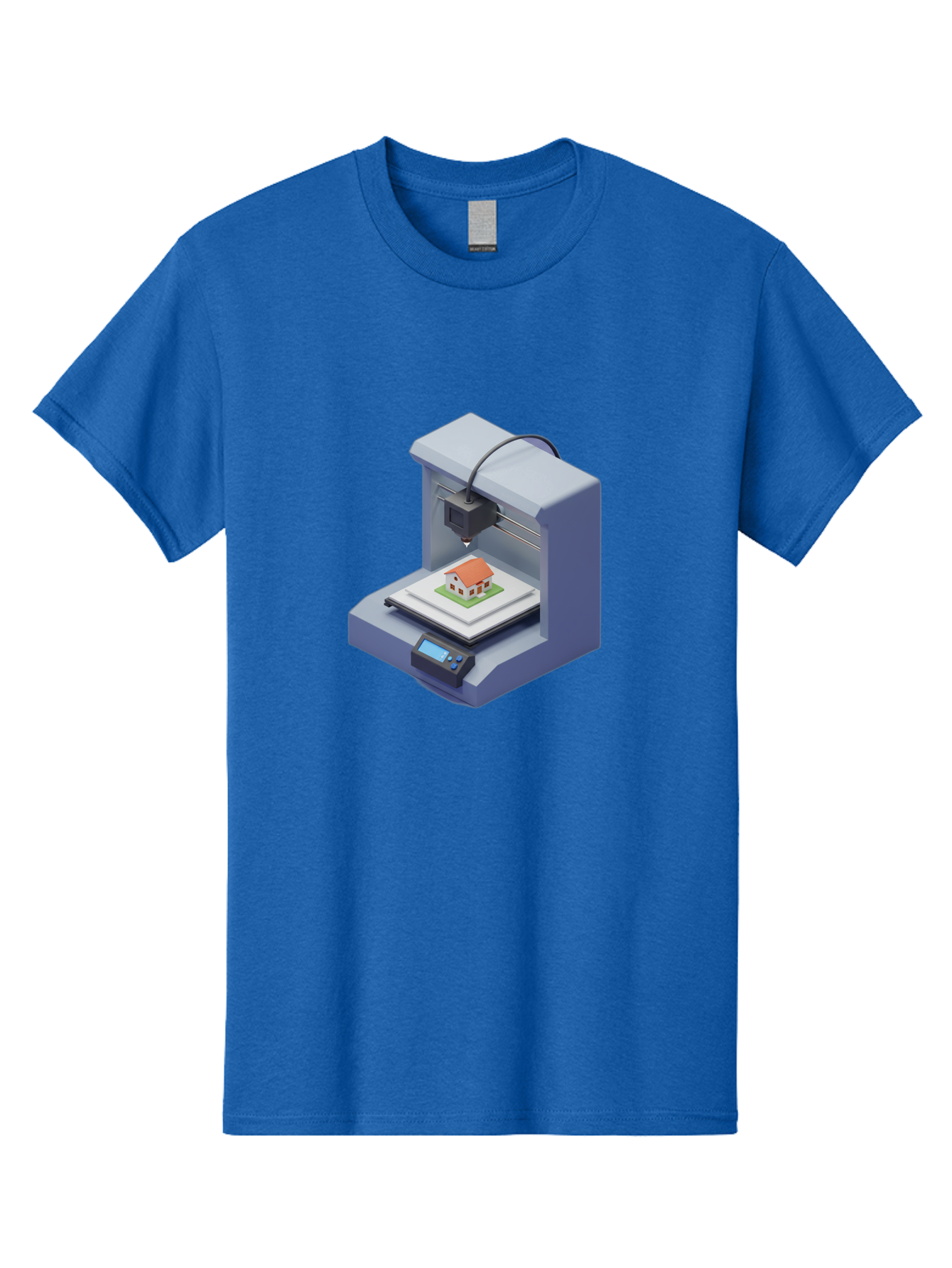 3D-Printer-25 Men'S Graphic Tee, 100% Cotton, Comfortable Casual Summer Wear, Machine Washable, 3D Printing Technology, House Model, Additive Manufacturing, Digital Fabrication, Rapid Prototyping, Modern Architecture, Futuristic Design, Baa019