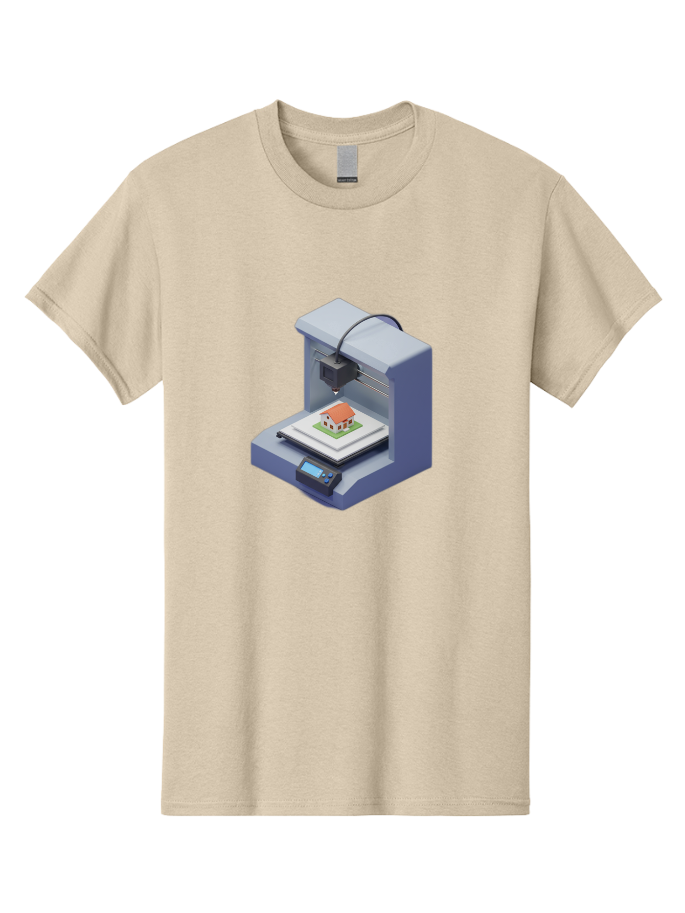 3D-Printer-25 Men'S Graphic Tee, 100% Cotton, Comfortable Casual Summer Wear, Machine Washable, 3D Printing Technology, House Model, Additive Manufacturing, Digital Fabrication, Rapid Prototyping, Modern Architecture, Futuristic Design, Baa019