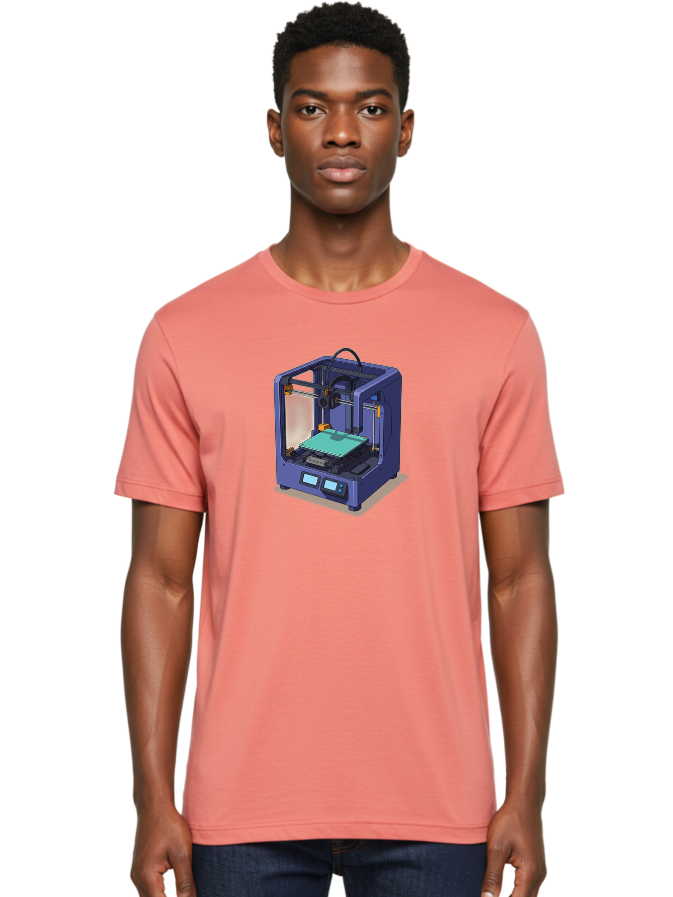 3D-Printer-26 Men'S Graphic Tee, 100% Cotton, Comfortable Casual Summer Wear, Machine Washable, 3D Printing Technology, Additive Manufacturing, Digital Fabrication, Rapid Prototyping, Custom Parts, Innovative Design, Futuristic Machinery, Baa020