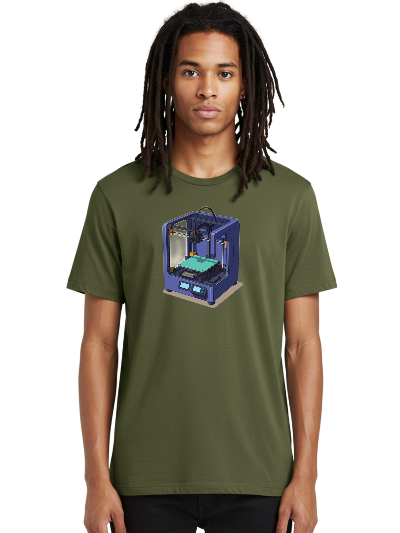3D-Printer-26 Men'S Graphic Tee, 100% Cotton, Comfortable Casual Summer Wear, Machine Washable, 3D Printing Technology, Additive Manufacturing, Digital Fabrication, Rapid Prototyping, Custom Parts, Innovative Design, Futuristic Machinery, Baa020