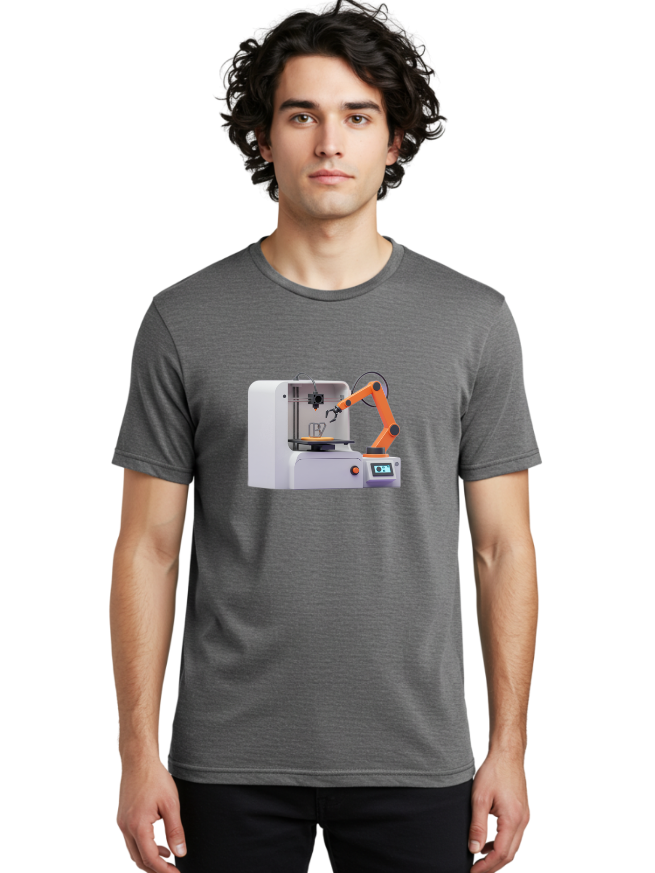 3D-Printer-28 Men'S Graphic Tee, 100% Cotton, Comfortable Casual Summer Wear, Machine Washable, 3D Printing Technology, Robotic Arm, Precision Engineering, Additive Manufacturing, Digital Fabrication, Prototype Development, 3D Modeling Baa022