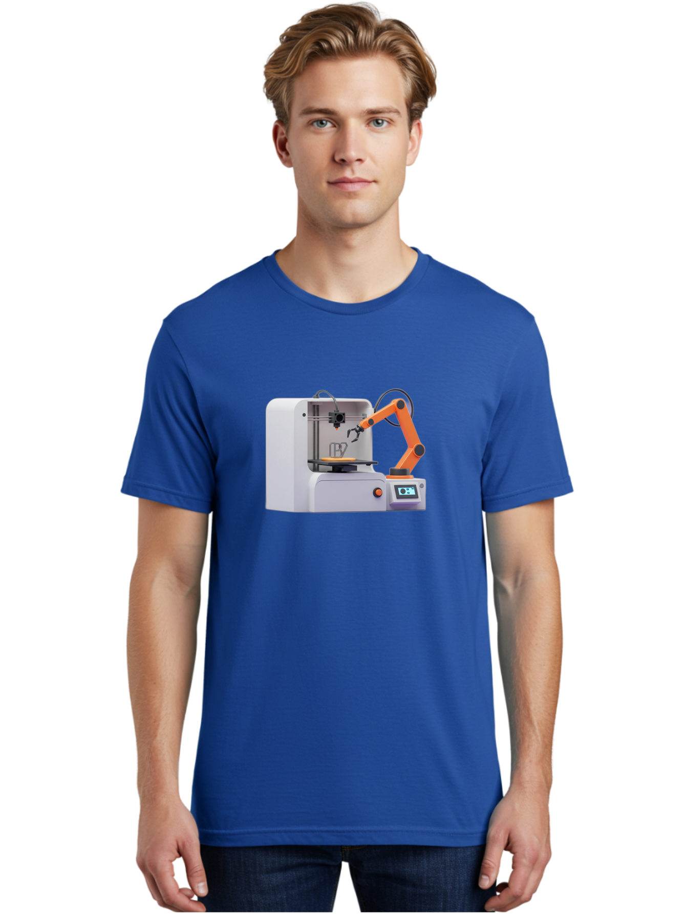 3D-Printer-28 Men'S Graphic Tee, 100% Cotton, Comfortable Casual Summer Wear, Machine Washable, 3D Printing Technology, Robotic Arm, Precision Engineering, Additive Manufacturing, Digital Fabrication, Prototype Development, 3D Modeling Baa022