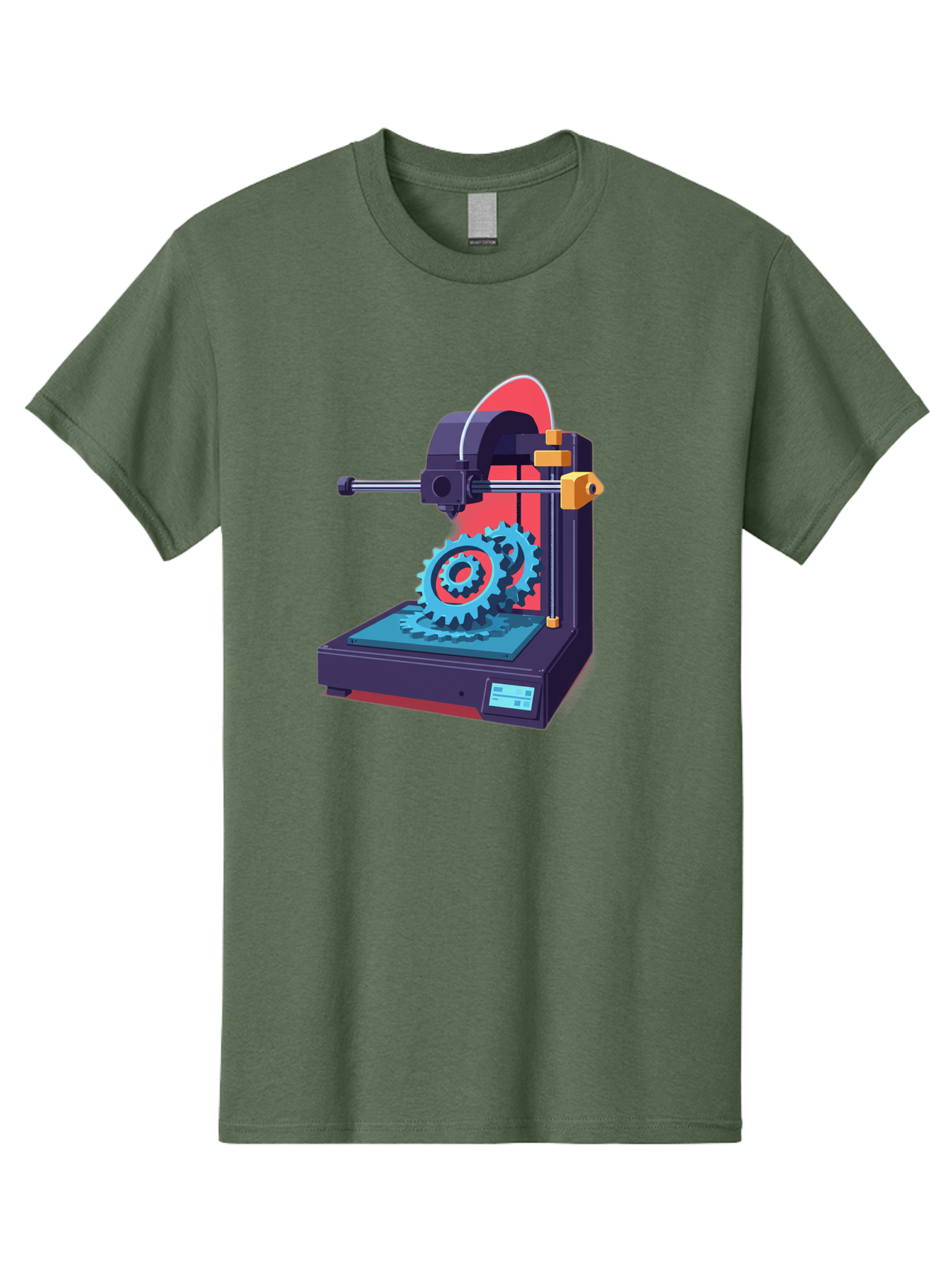 3D-Printer-29 Men'S Graphic Tee, 100% Cotton, Comfortable Casual Summer Wear, Machine Washable, 3D Printing Technology, Additive Manufacturing, Modern Machinery, Mechanical Parts, Digital Fabrication, Innovative Production, Gear Production, Baa023