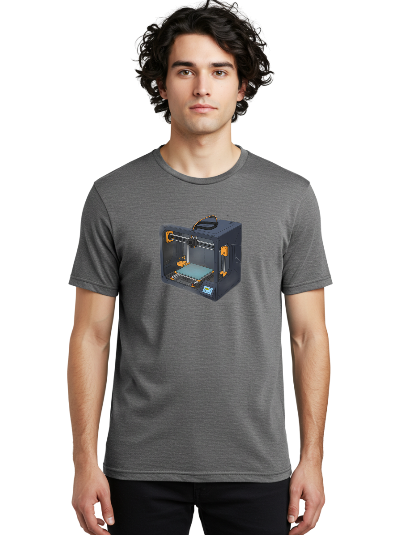 3D-Printer-3 Men'S Graphic Tee, 100% Cotton, Comfortable Casual Summer Wear, Machine Washable, 3D Printing Technology, Additive Manufacturing, Digital Fabrication, Rapid Prototyping, 3D Modeling, Futuristic Design, Innovative Machinery, Baa024