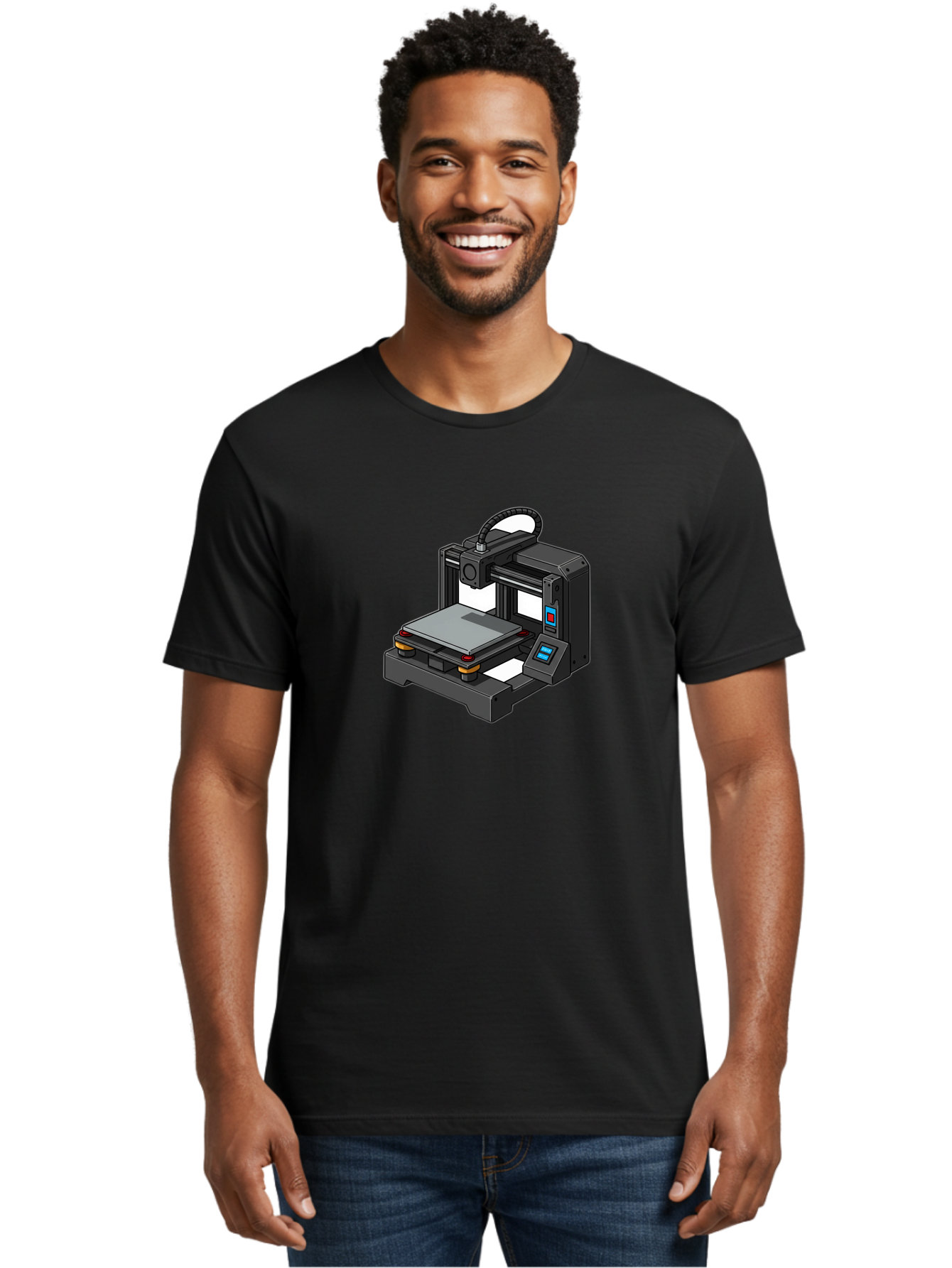 3D-Printer-32 Men'S Graphic Tee, 100% Cotton, Comfortable Casual Summer Wear, Machine Washable, 3D Printing Technology, Additive Manufacturing, Digital Fabrication, Rapid Prototyping, 3D Modeling, Printer Control Panel Baa027