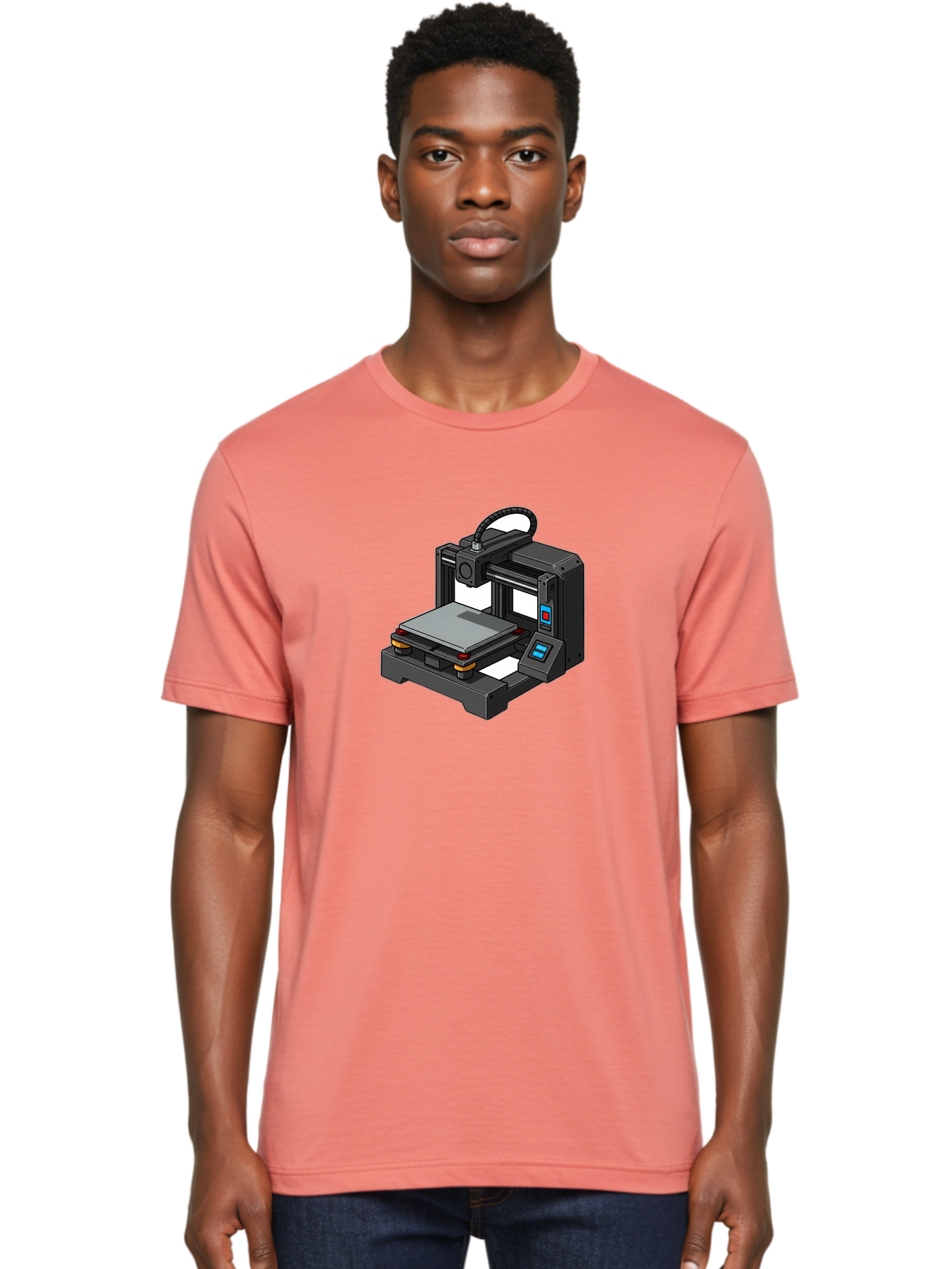 3D-Printer-32 Men'S Graphic Tee, 100% Cotton, Comfortable Casual Summer Wear, Machine Washable, 3D Printing Technology, Additive Manufacturing, Digital Fabrication, Rapid Prototyping, 3D Modeling, Printer Control Panel Baa027