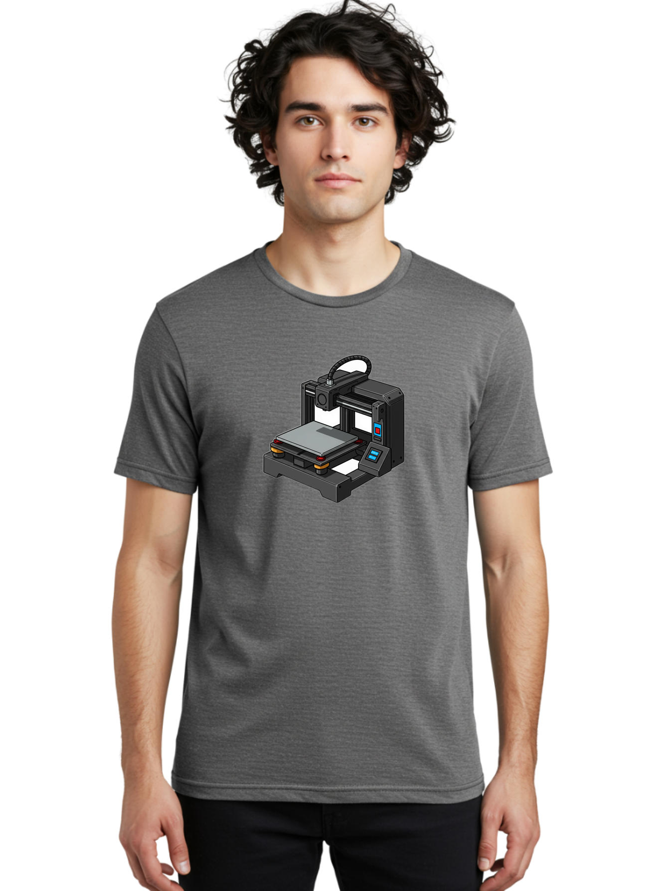3D-Printer-32 Men'S Graphic Tee, 100% Cotton, Comfortable Casual Summer Wear, Machine Washable, 3D Printing Technology, Additive Manufacturing, Digital Fabrication, Rapid Prototyping, 3D Modeling, Printer Control Panel Baa027