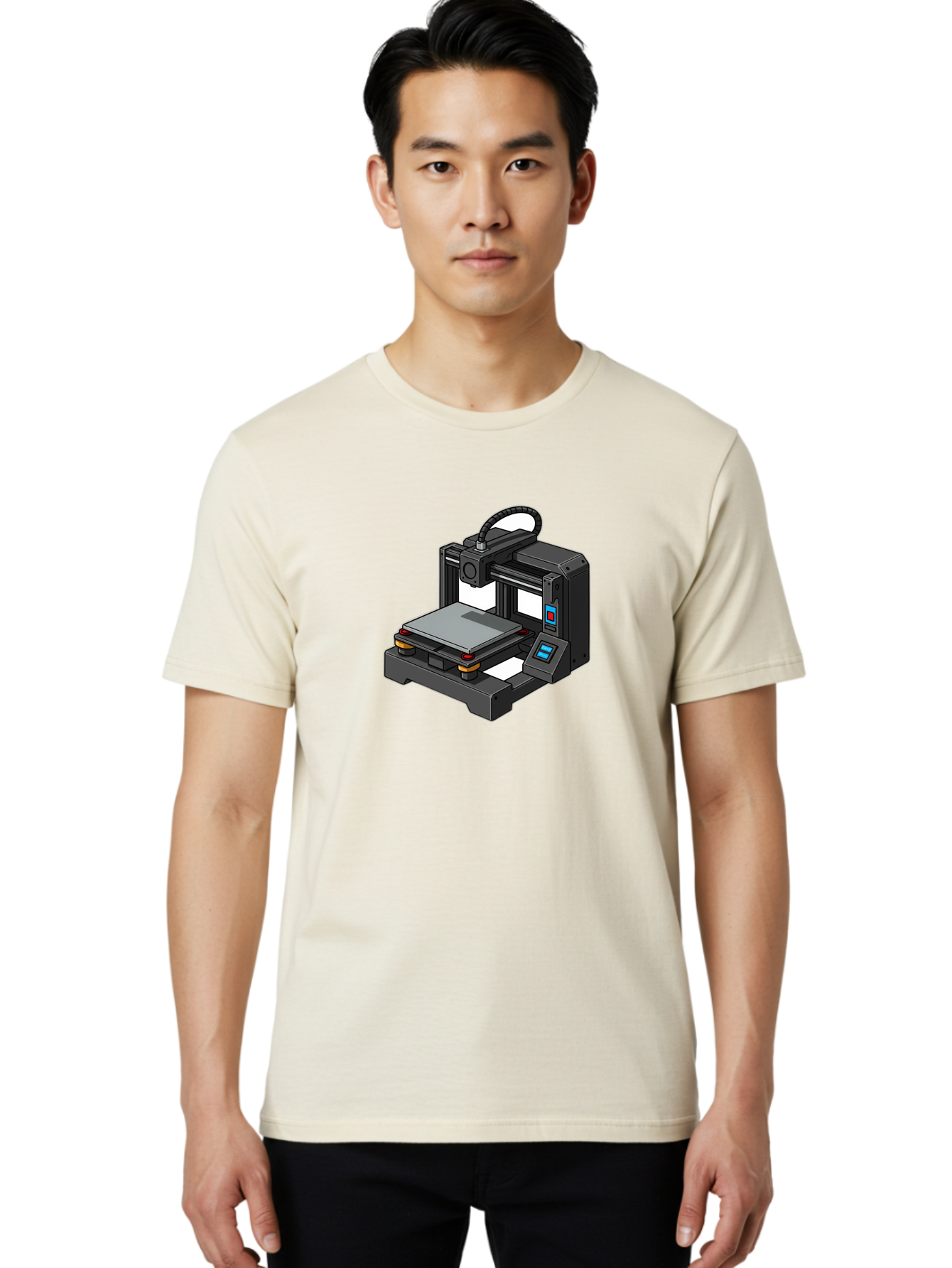 3D-Printer-32 Men'S Graphic Tee, 100% Cotton, Comfortable Casual Summer Wear, Machine Washable, 3D Printing Technology, Additive Manufacturing, Digital Fabrication, Rapid Prototyping, 3D Modeling, Printer Control Panel Baa027