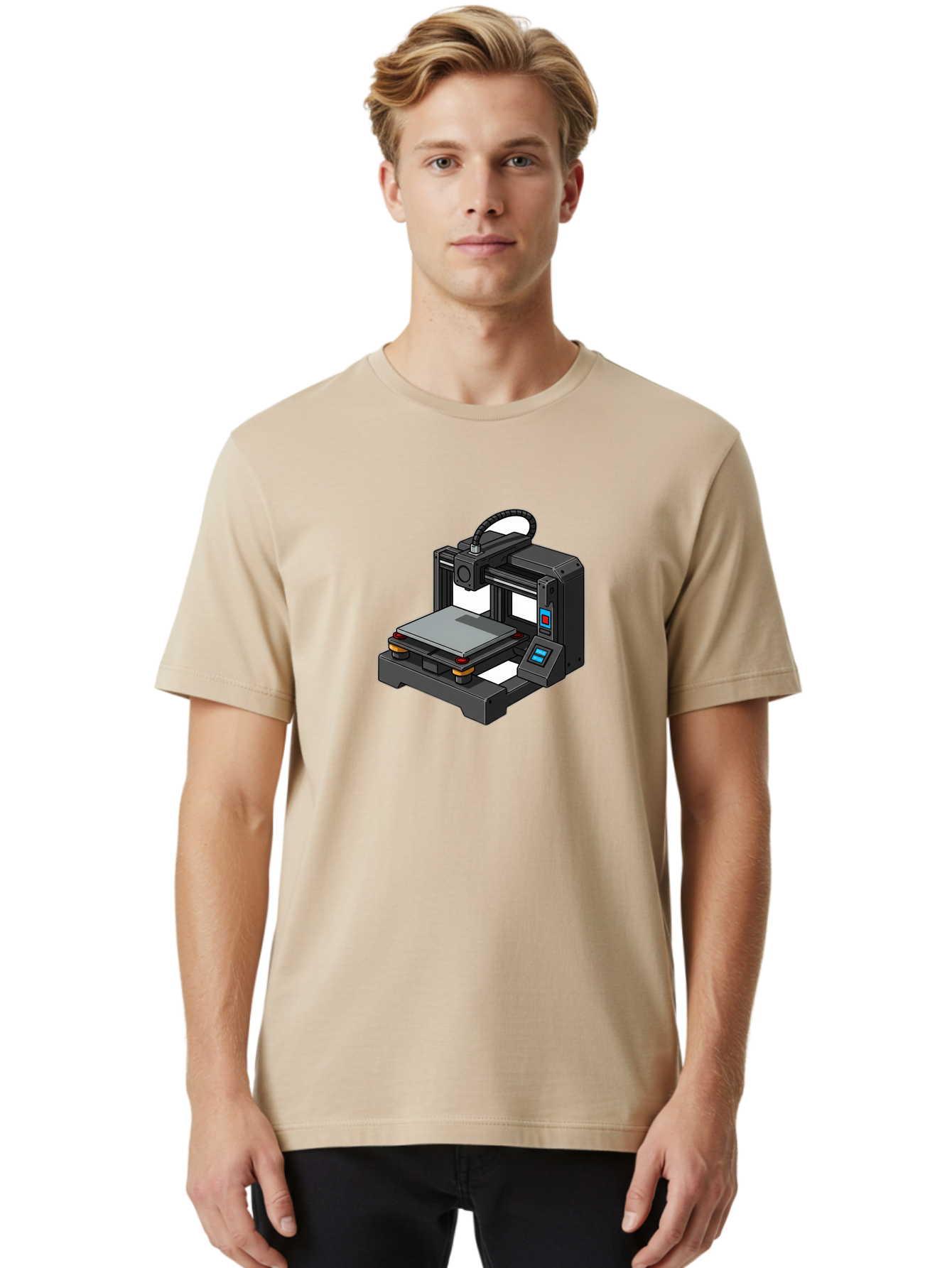 3D-Printer-32 Men'S Graphic Tee, 100% Cotton, Comfortable Casual Summer Wear, Machine Washable, 3D Printing Technology, Additive Manufacturing, Digital Fabrication, Rapid Prototyping, 3D Modeling, Printer Control Panel Baa027