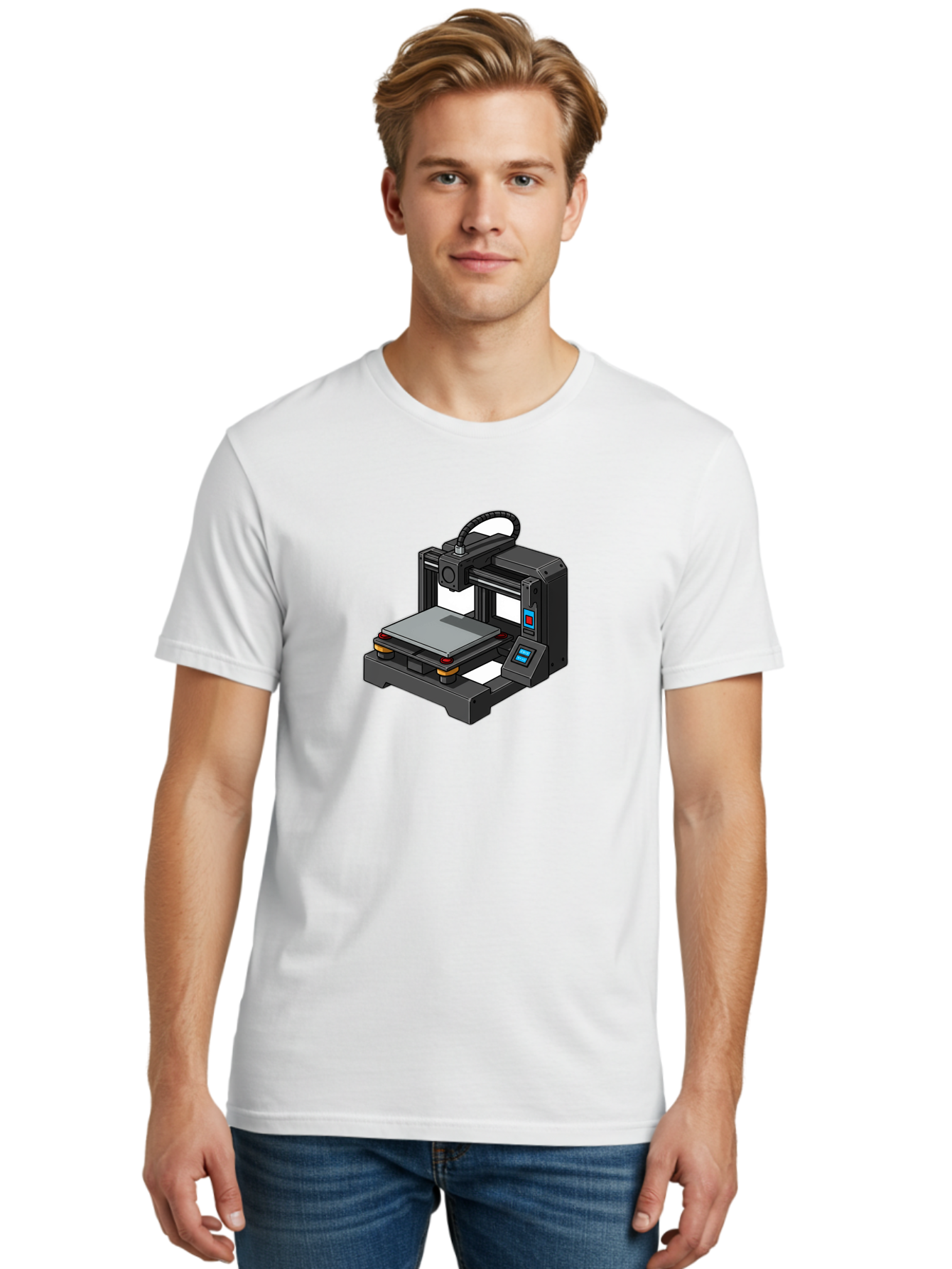3D-Printer-32 Men'S Graphic Tee, 100% Cotton, Comfortable Casual Summer Wear, Machine Washable, 3D Printing Technology, Additive Manufacturing, Digital Fabrication, Rapid Prototyping, 3D Modeling, Printer Control Panel Baa027