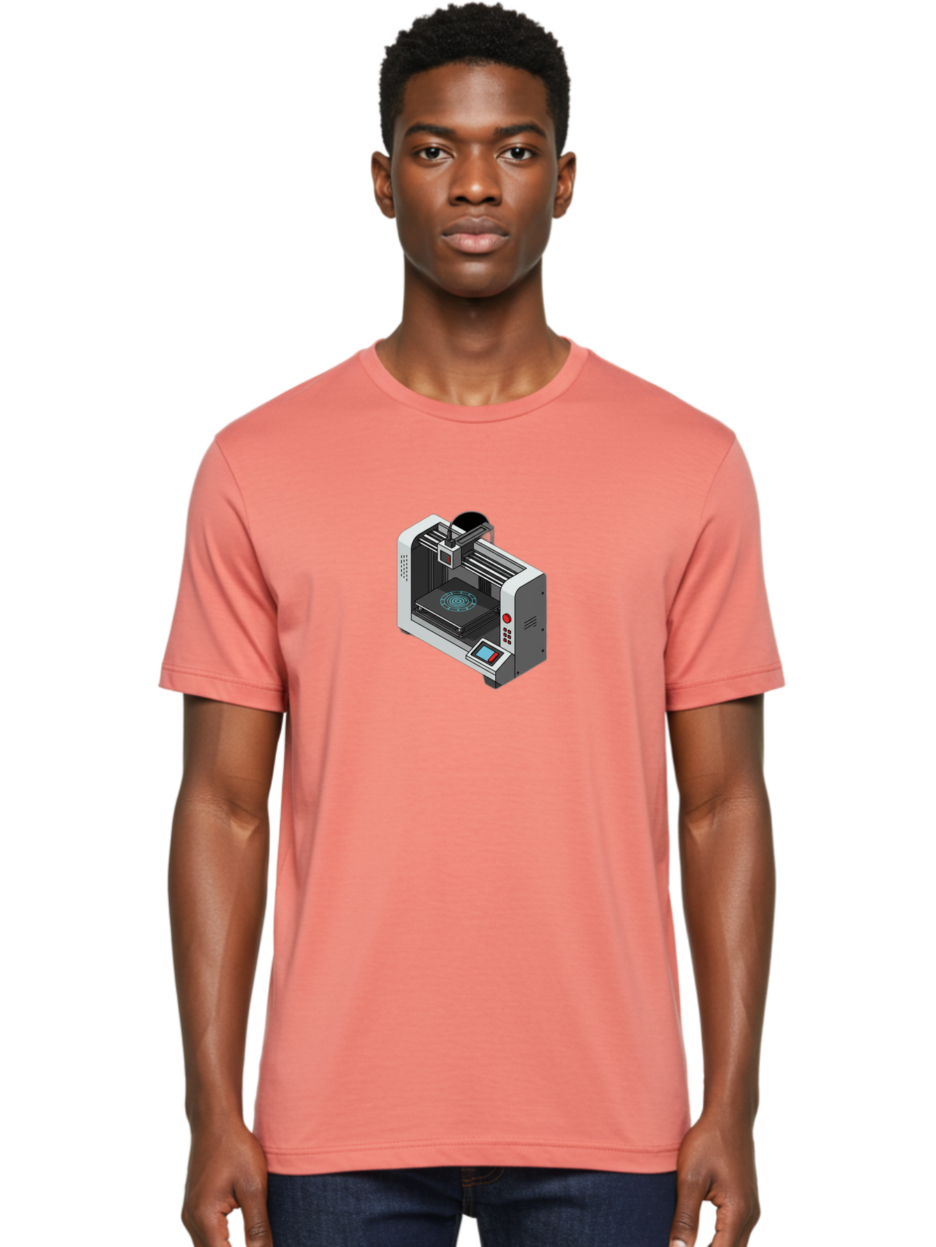 3D-Printer-33 Men'S Graphic Tee, 100% Cotton, Comfortable Casual Summer Wear, Machine Washable, 3D Printing Technology, Additive Manufacturing, Digital Fabrication, Rapid Prototyping, Industrial Design, Futuristic Machinery, Baa028
