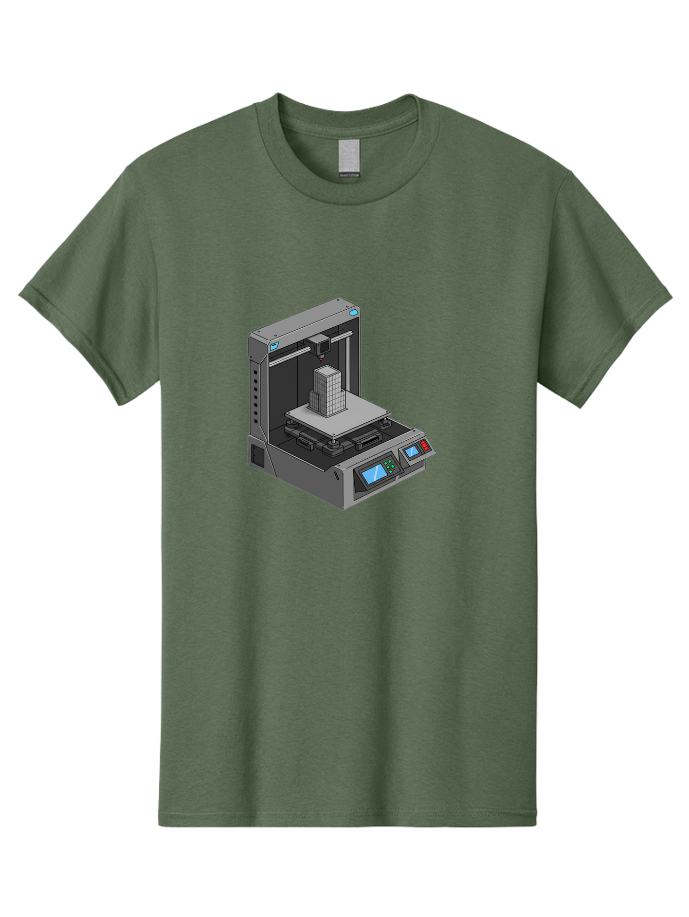 3D-Printer-36 Men'S Graphic Tee, 100% Cotton, Comfortable Casual Summer Wear, Machine Washable, 3D Printing Technology, Additive Manufacturing, Gray 3D Printer, Control Panel, Digital Display, Printing Process, Cube-Shaped Object, Baa031
