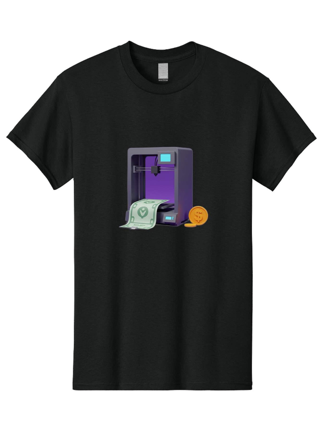 3D-Printer-37 Men'S Graphic Tee, 100% Cotton, Comfortable Casual Summer Wear, Machine Washable, 3D Printing Technology, Money Printing, Dollar Bill, Coins, Financial Gain, Innovative Machinery, Futuristic Design, Cash Generation Baa032
