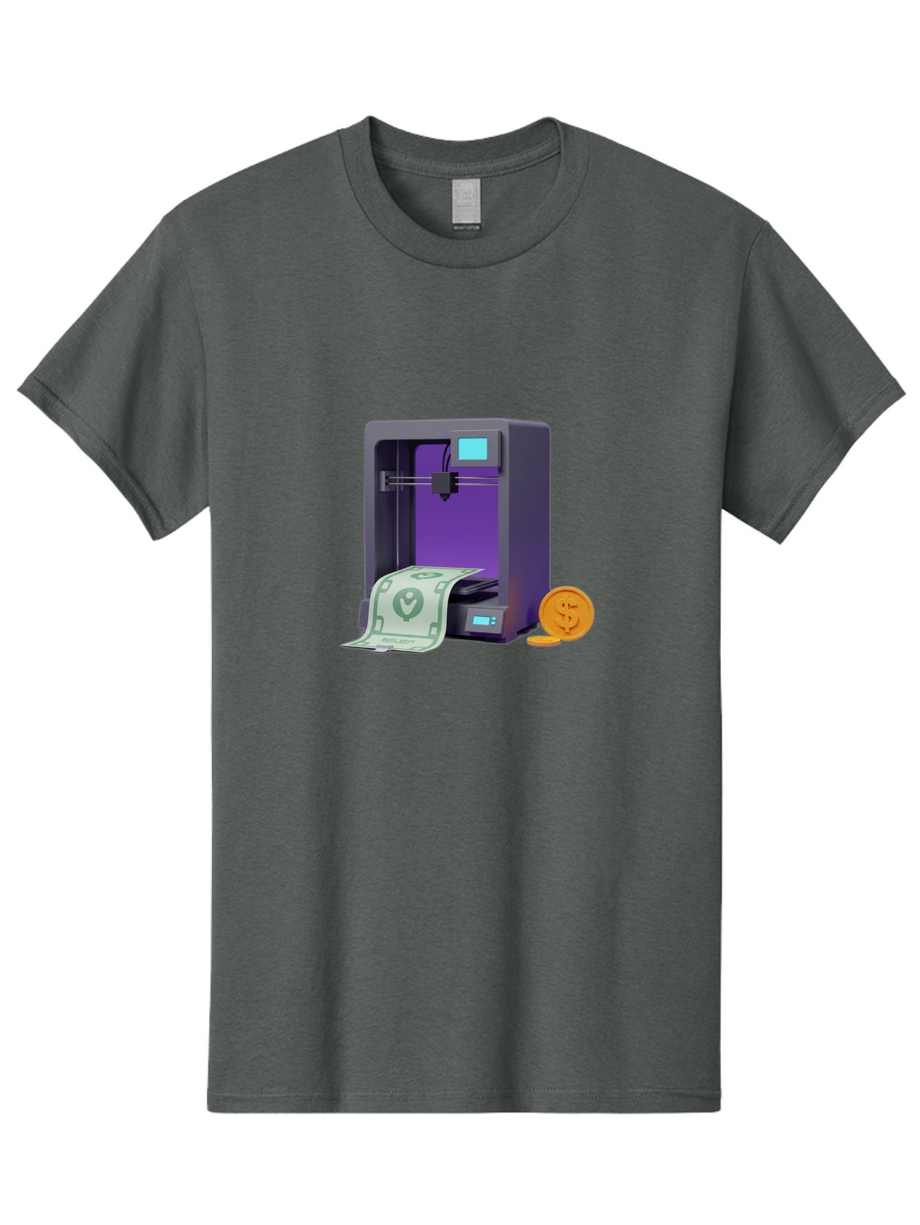 3D-Printer-37 Men'S Graphic Tee, 100% Cotton, Comfortable Casual Summer Wear, Machine Washable, 3D Printing Technology, Money Printing, Dollar Bill, Coins, Financial Gain, Innovative Machinery, Futuristic Design, Cash Generation Baa032