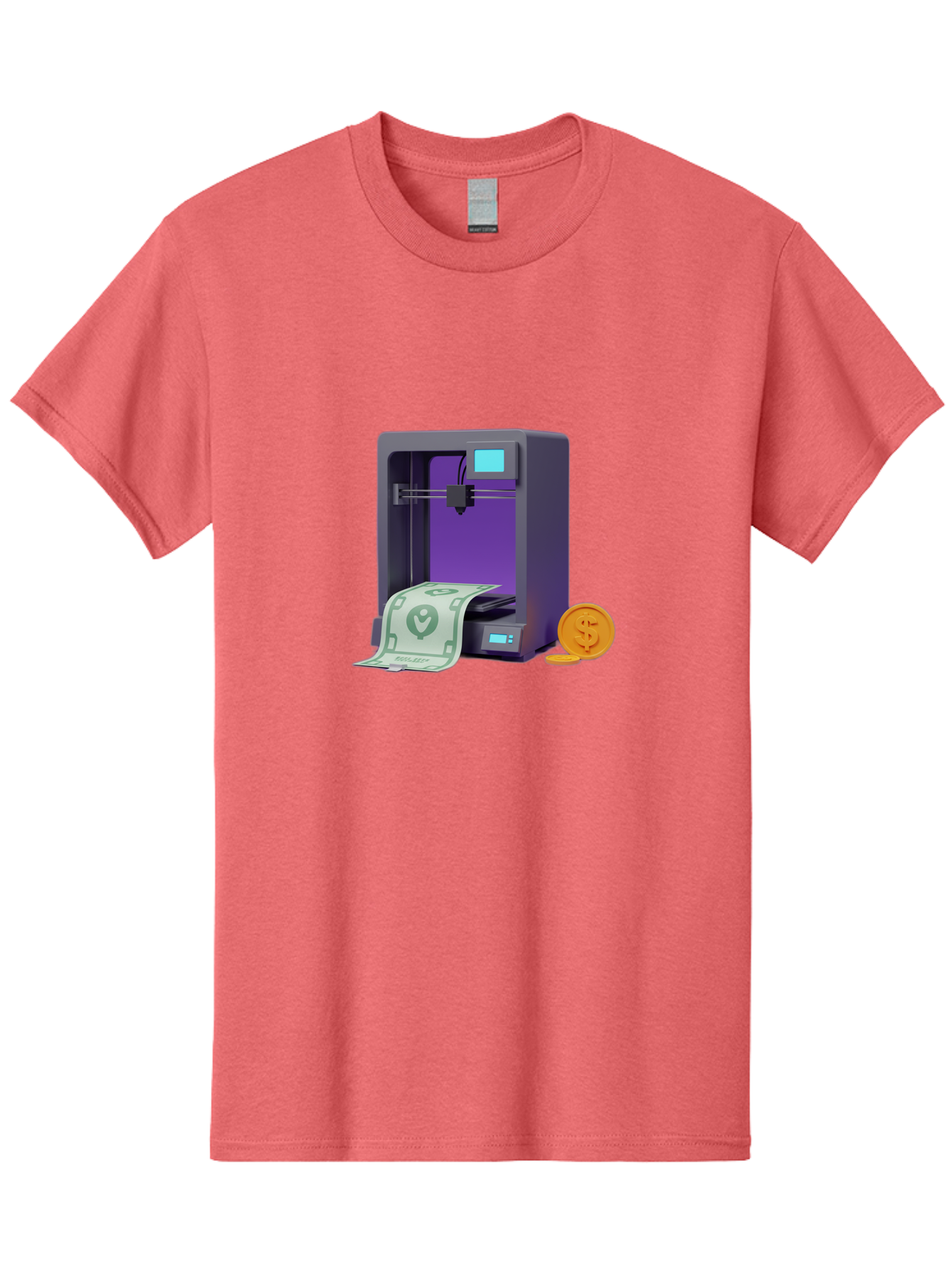 3D-Printer-37 Men'S Graphic Tee, 100% Cotton, Comfortable Casual Summer Wear, Machine Washable, 3D Printing Technology, Money Printing, Dollar Bill, Coins, Financial Gain, Innovative Machinery, Futuristic Design, Cash Generation Baa032