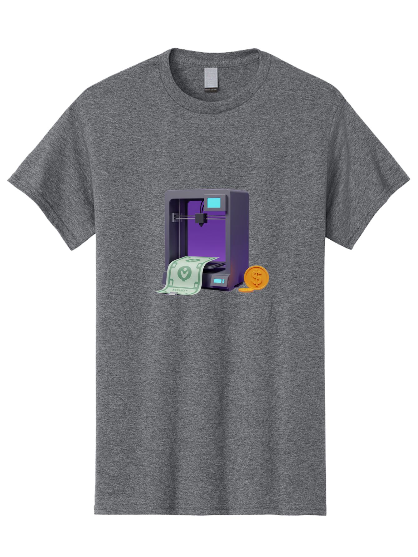 3D-Printer-37 Men'S Graphic Tee, 100% Cotton, Comfortable Casual Summer Wear, Machine Washable, 3D Printing Technology, Money Printing, Dollar Bill, Coins, Financial Gain, Innovative Machinery, Futuristic Design, Cash Generation Baa032