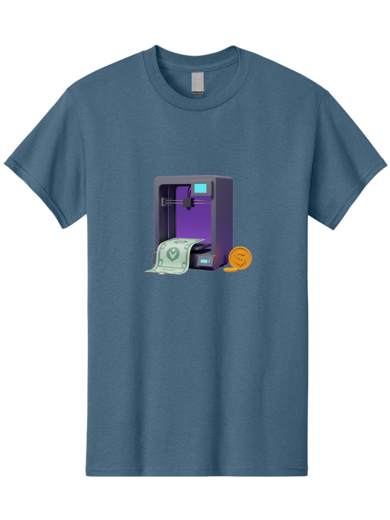 3D-Printer-37 Men'S Graphic Tee, 100% Cotton, Comfortable Casual Summer Wear, Machine Washable, 3D Printing Technology, Money Printing, Dollar Bill, Coins, Financial Gain, Innovative Machinery, Futuristic Design, Cash Generation Baa032