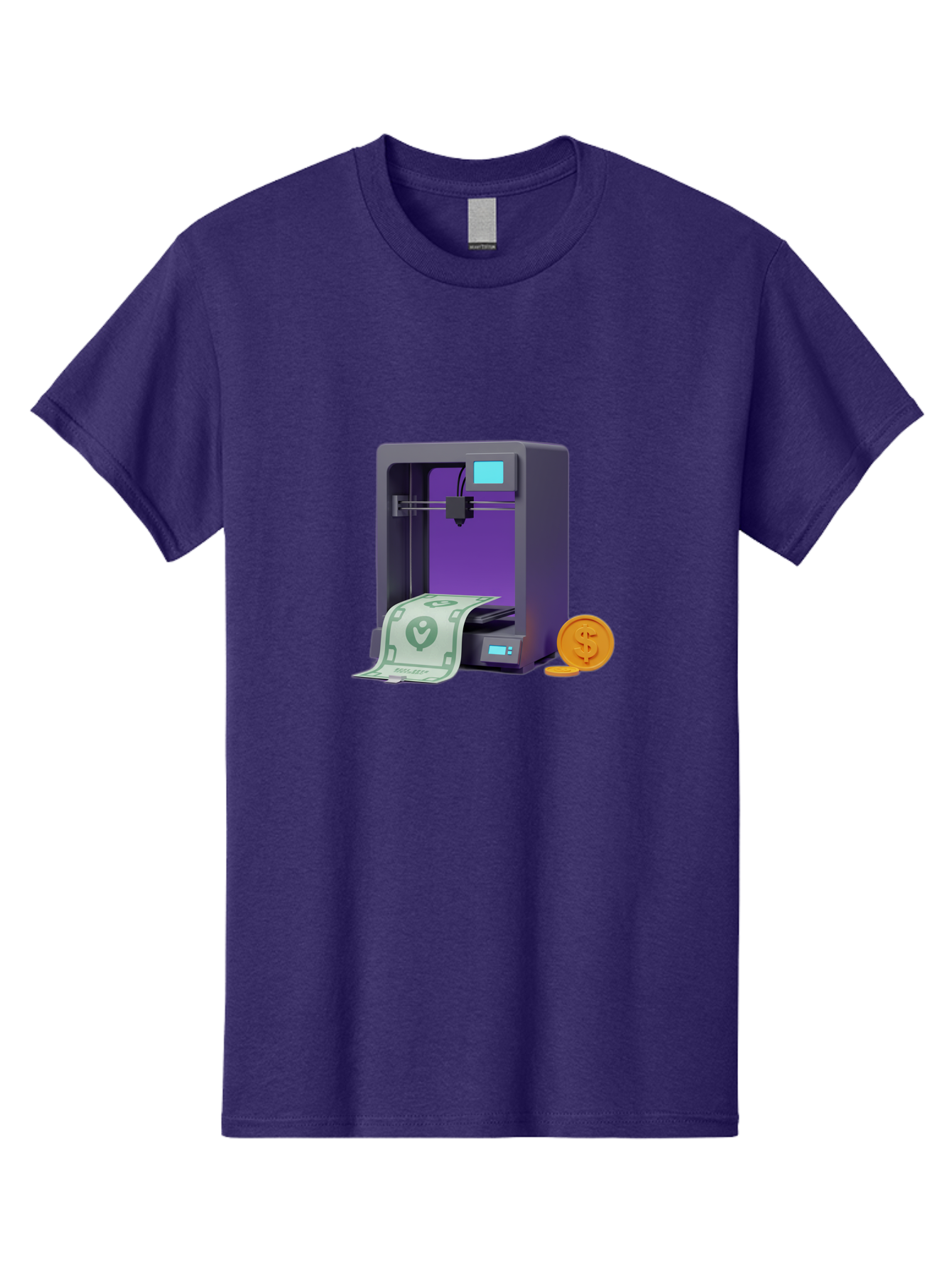 3D-Printer-37 Men'S Graphic Tee, 100% Cotton, Comfortable Casual Summer Wear, Machine Washable, 3D Printing Technology, Money Printing, Dollar Bill, Coins, Financial Gain, Innovative Machinery, Futuristic Design, Cash Generation Baa032