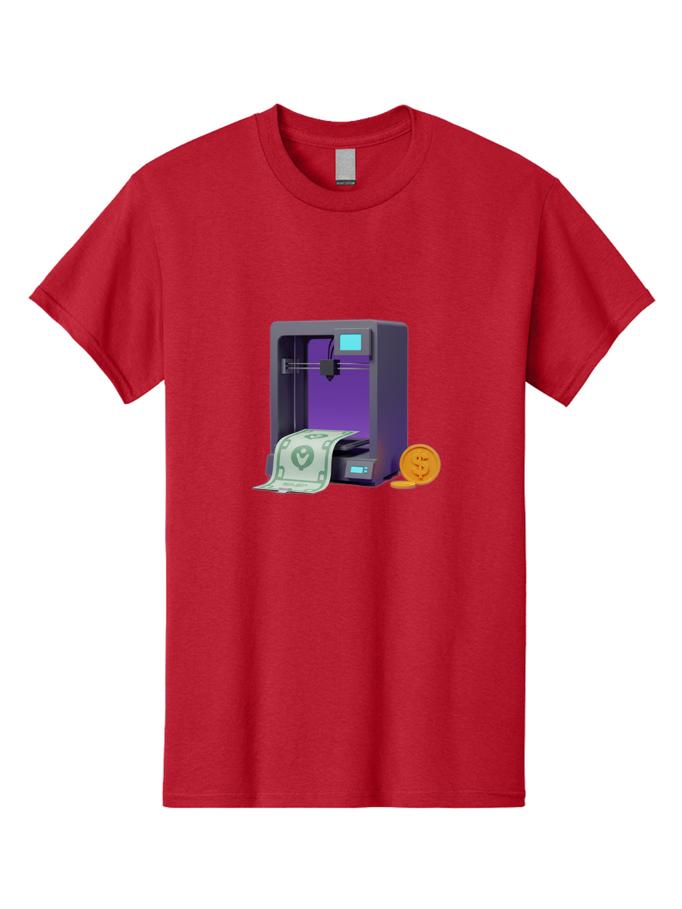 3D-Printer-37 Men'S Graphic Tee, 100% Cotton, Comfortable Casual Summer Wear, Machine Washable, 3D Printing Technology, Money Printing, Dollar Bill, Coins, Financial Gain, Innovative Machinery, Futuristic Design, Cash Generation Baa032