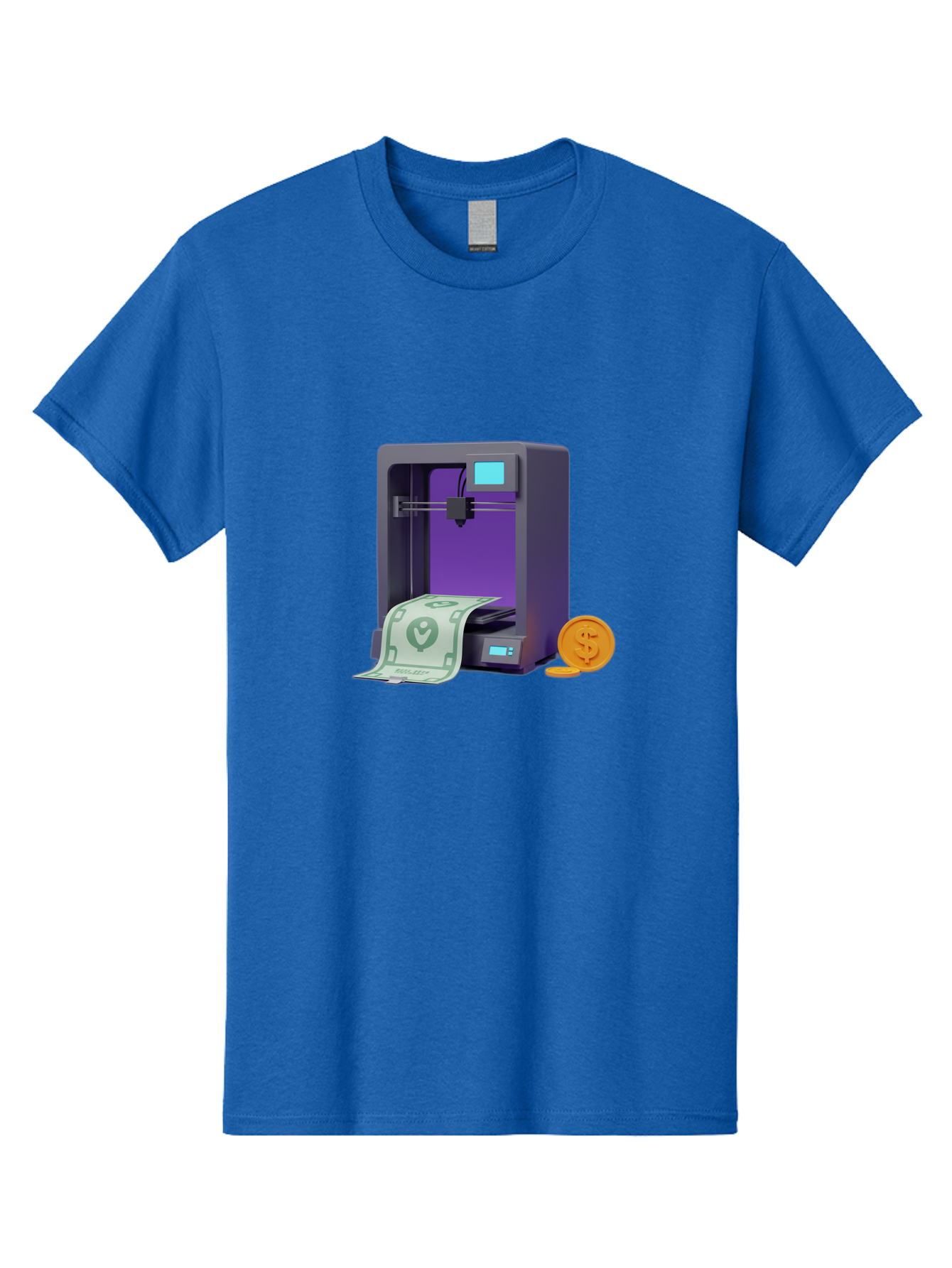 3D-Printer-37 Men'S Graphic Tee, 100% Cotton, Comfortable Casual Summer Wear, Machine Washable, 3D Printing Technology, Money Printing, Dollar Bill, Coins, Financial Gain, Innovative Machinery, Futuristic Design, Cash Generation Baa032