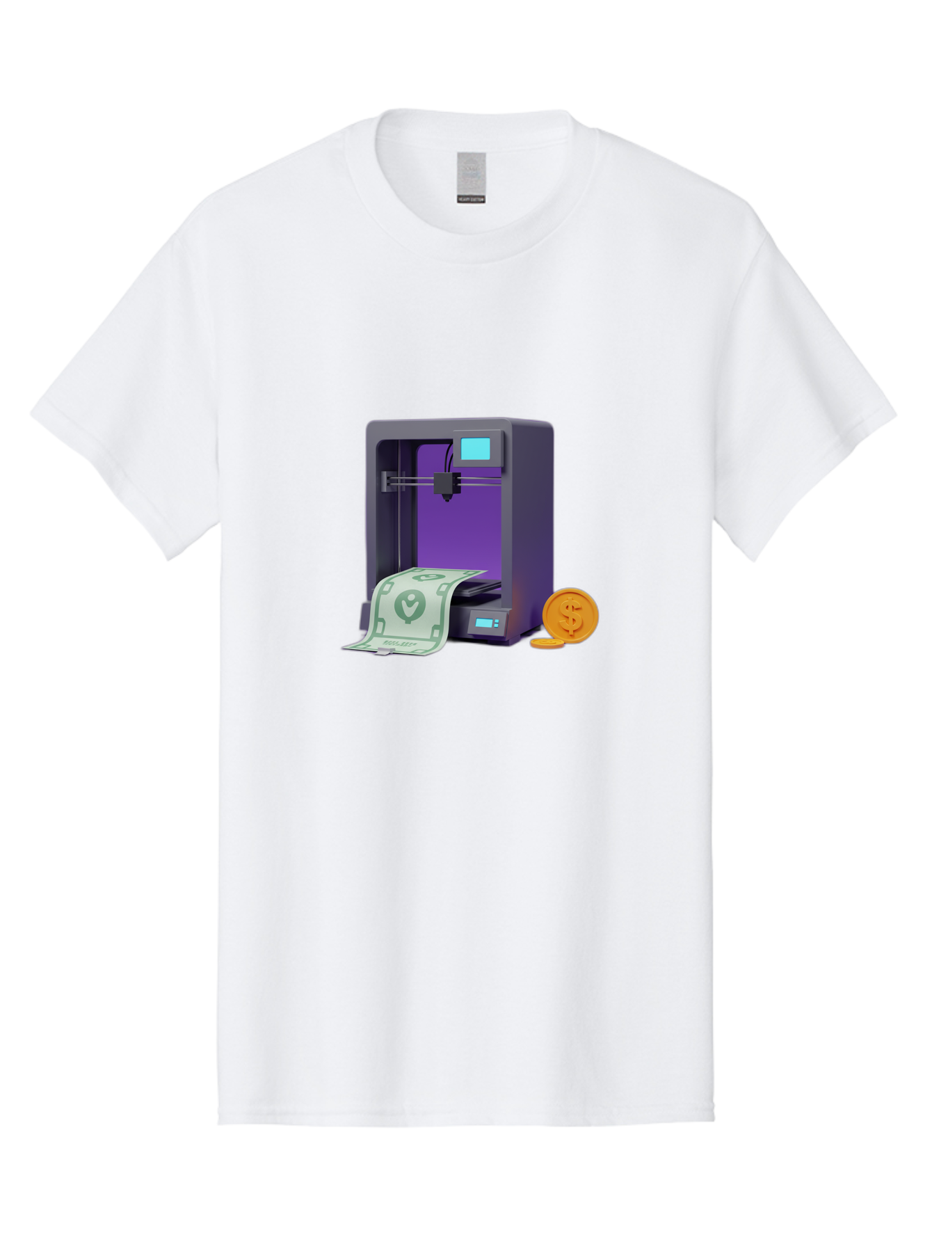 3D-Printer-37 Men'S Graphic Tee, 100% Cotton, Comfortable Casual Summer Wear, Machine Washable, 3D Printing Technology, Money Printing, Dollar Bill, Coins, Financial Gain, Innovative Machinery, Futuristic Design, Cash Generation Baa032