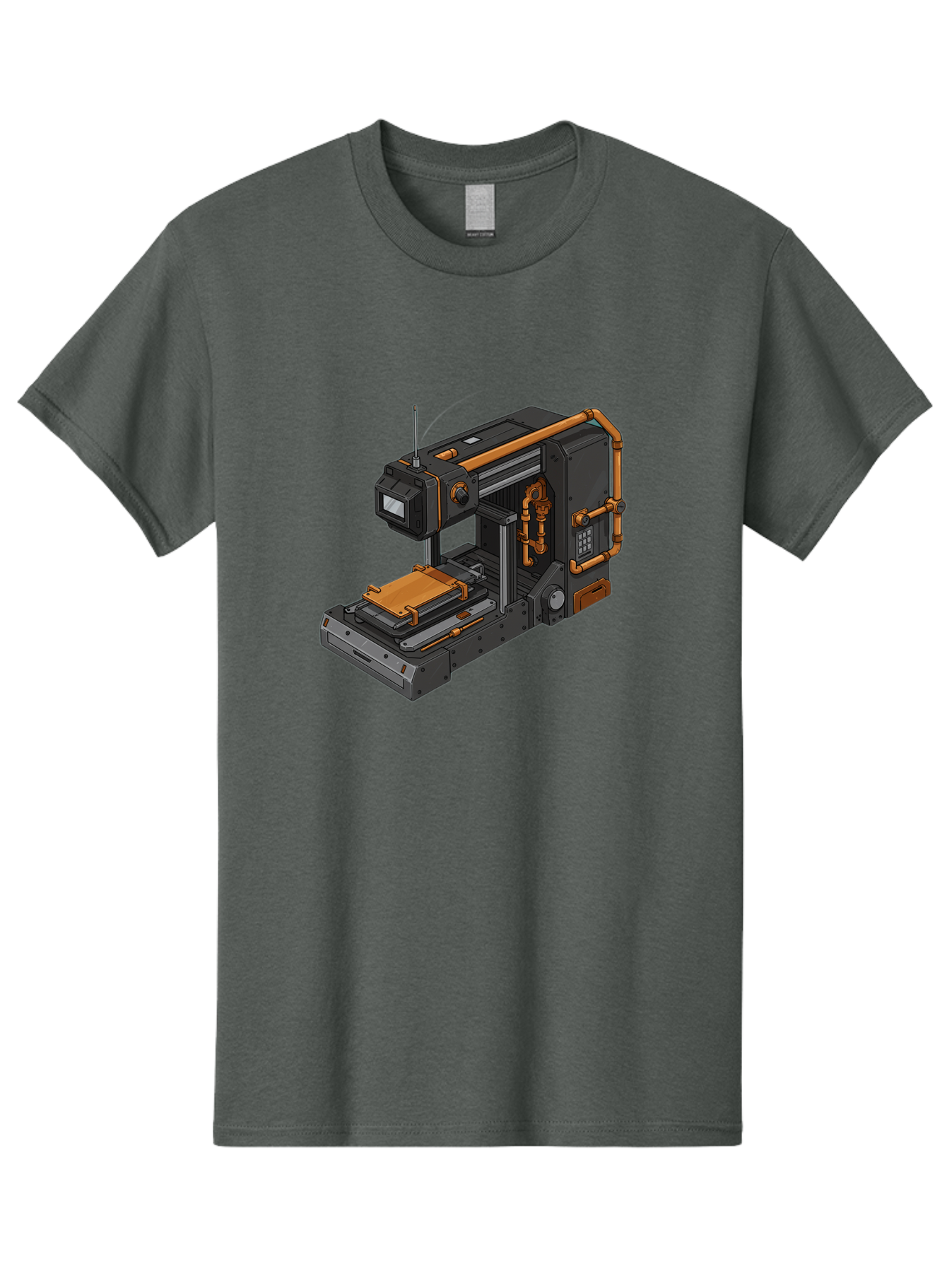 3D-Printer-38 Men'S Graphic Tee, 100% Cotton, Comfortable Casual Summer Wear, Machine Washable, Industrial 3D Printing Technology, Futuristic Manufacturing, Copper Piping, Black Metal Machinery, High-Precision Engineering, Innovative Design, Baa033