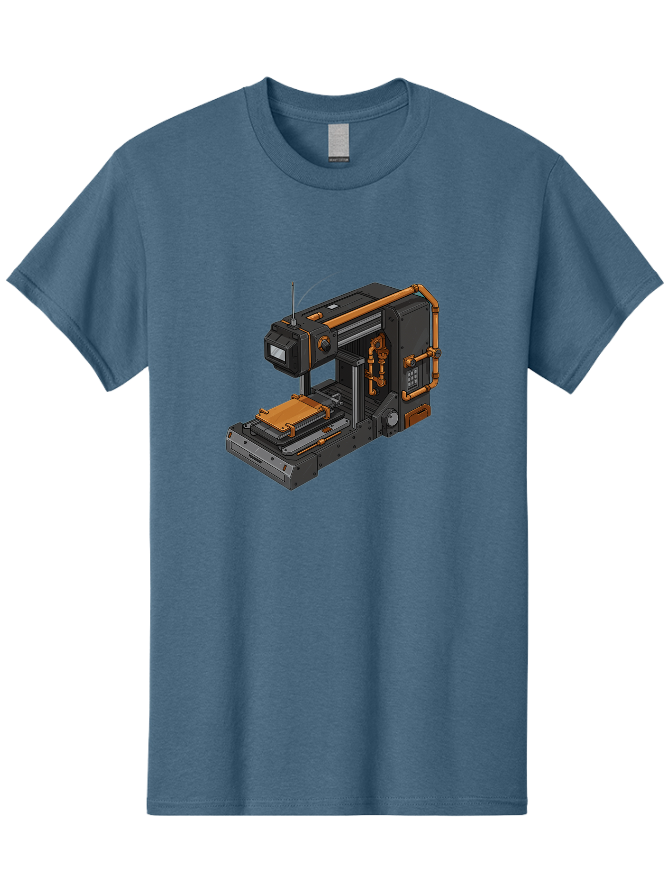 3D-Printer-38 Men'S Graphic Tee, 100% Cotton, Comfortable Casual Summer Wear, Machine Washable, Industrial 3D Printing Technology, Futuristic Manufacturing, Copper Piping, Black Metal Machinery, High-Precision Engineering, Innovative Design, Baa033