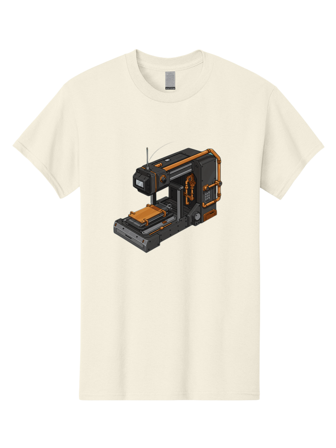 3D-Printer-38 Men'S Graphic Tee, 100% Cotton, Comfortable Casual Summer Wear, Machine Washable, Industrial 3D Printing Technology, Futuristic Manufacturing, Copper Piping, Black Metal Machinery, High-Precision Engineering, Innovative Design, Baa033