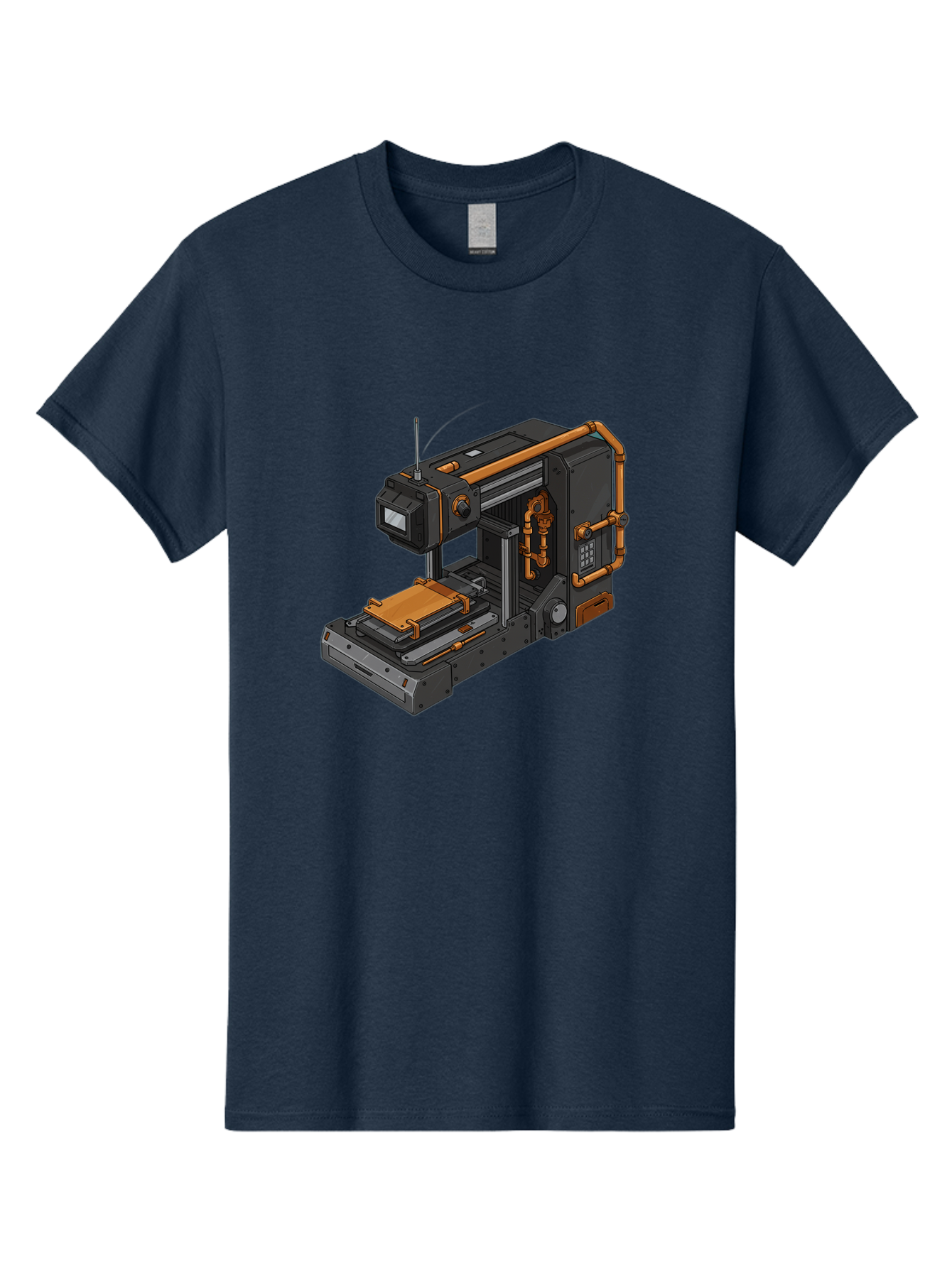 3D-Printer-38 Men'S Graphic Tee, 100% Cotton, Comfortable Casual Summer Wear, Machine Washable, Industrial 3D Printing Technology, Futuristic Manufacturing, Copper Piping, Black Metal Machinery, High-Precision Engineering, Innovative Design, Baa033