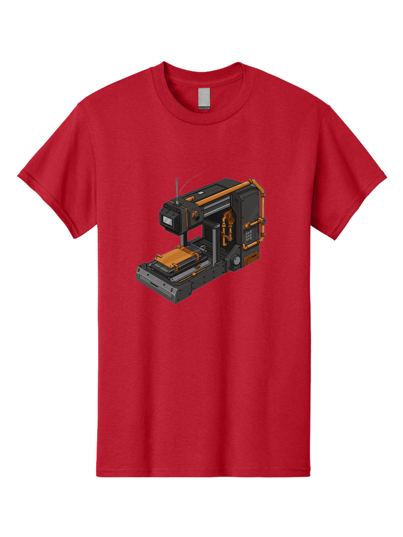 3D-Printer-38 Men'S Graphic Tee, 100% Cotton, Comfortable Casual Summer Wear, Machine Washable, Industrial 3D Printing Technology, Futuristic Manufacturing, Copper Piping, Black Metal Machinery, High-Precision Engineering, Innovative Design, Baa033