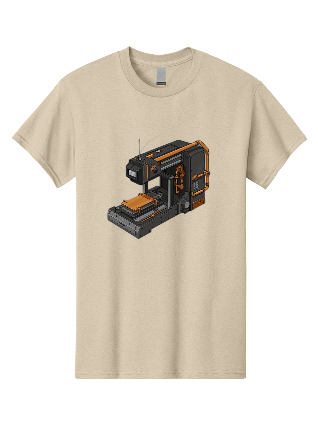 3D-Printer-38 Men'S Graphic Tee, 100% Cotton, Comfortable Casual Summer Wear, Machine Washable, Industrial 3D Printing Technology, Futuristic Manufacturing, Copper Piping, Black Metal Machinery, High-Precision Engineering, Innovative Design, Baa033