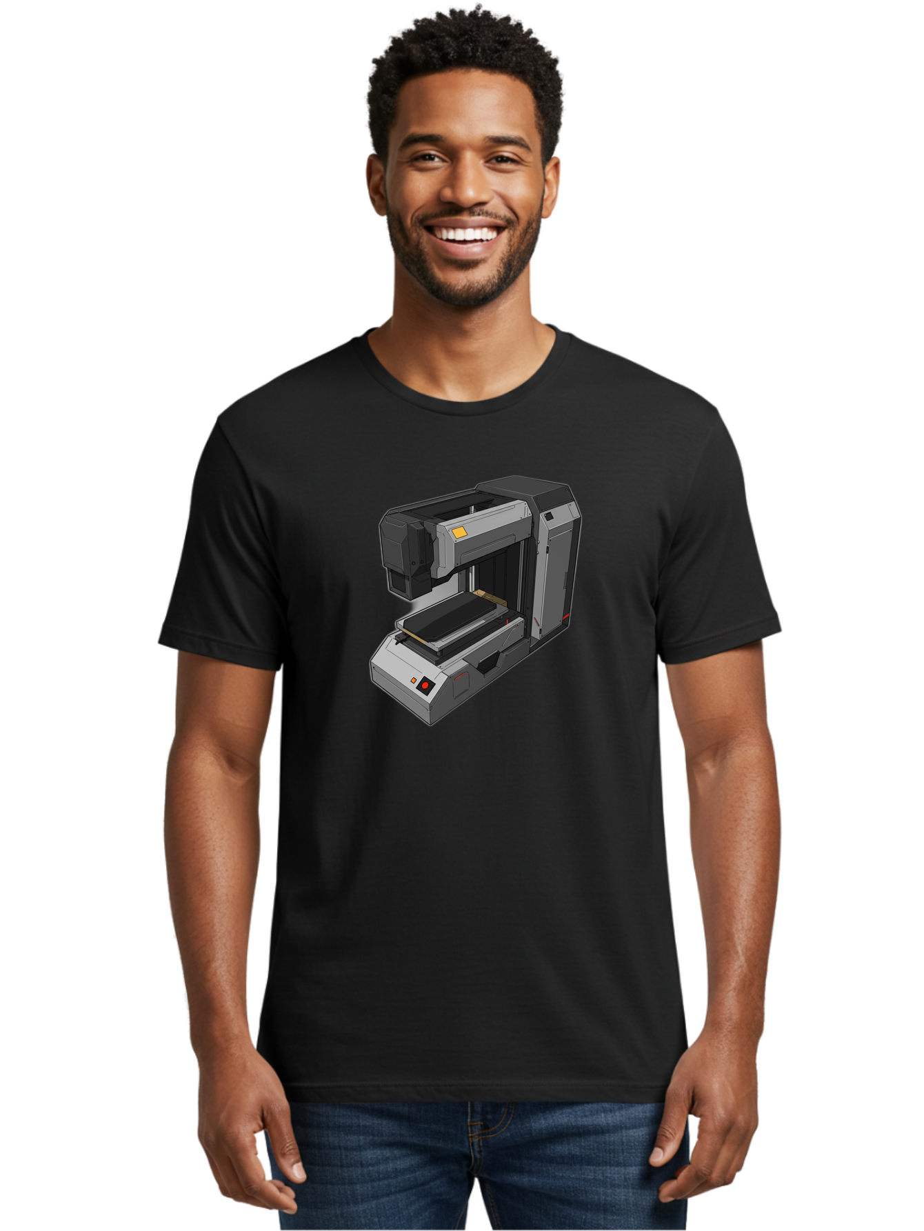 3D-Printer-41 Men'S Graphic Tee, 100% Cotton, Comfortable Casual Summer Wear, Machine Washable, 3D Printing Technology, Digital Fabrication, Additive Manufacturing, Printer Design, Futuristic Machinery, Modern Innovation, 3D Modeling, Baa037