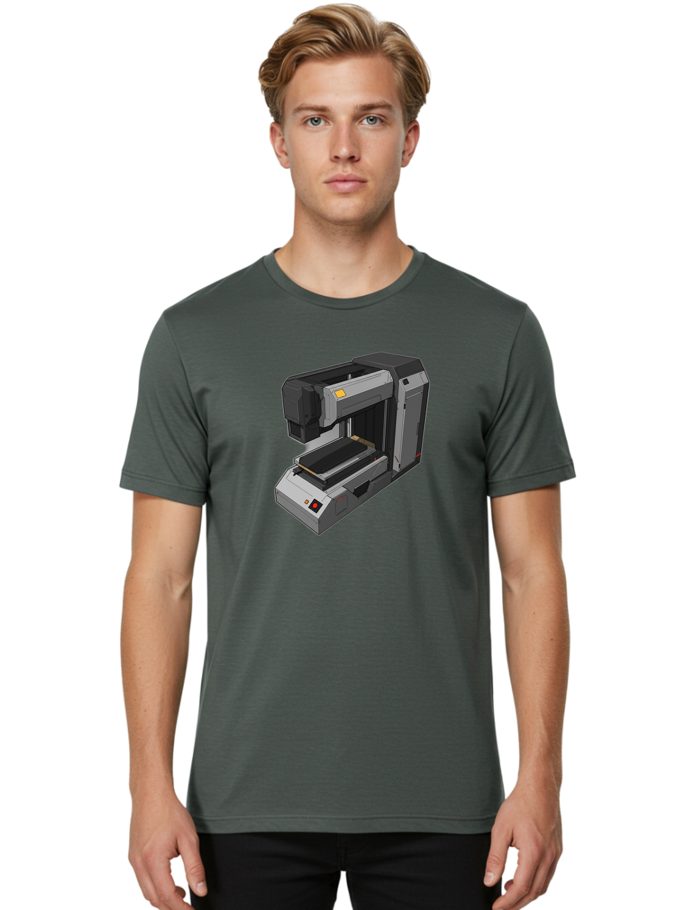 3D-Printer-41 Men'S Graphic Tee, 100% Cotton, Comfortable Casual Summer Wear, Machine Washable, 3D Printing Technology, Digital Fabrication, Additive Manufacturing, Printer Design, Futuristic Machinery, Modern Innovation, 3D Modeling, Baa037