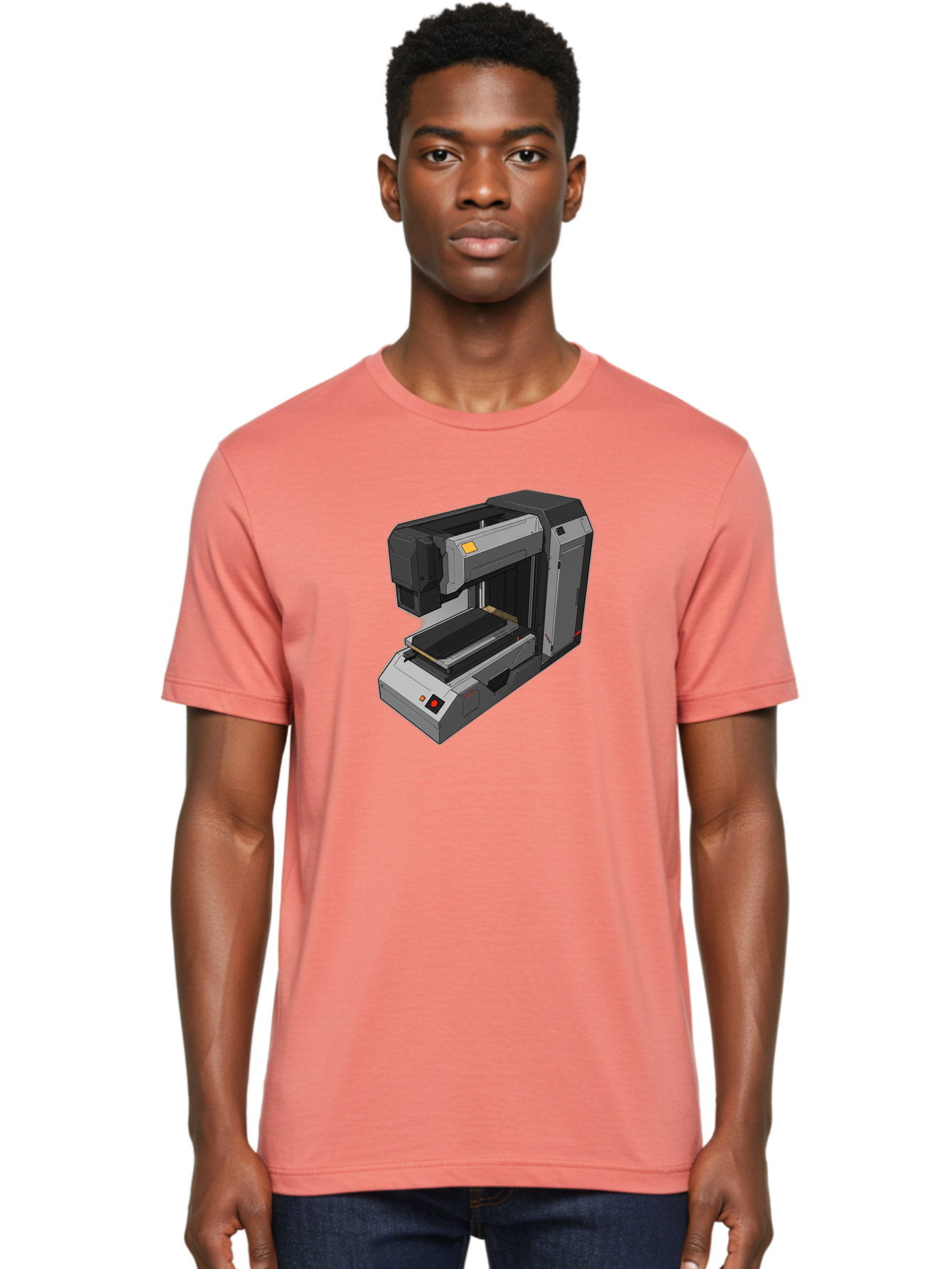 3D-Printer-41 Men'S Graphic Tee, 100% Cotton, Comfortable Casual Summer Wear, Machine Washable, 3D Printing Technology, Digital Fabrication, Additive Manufacturing, Printer Design, Futuristic Machinery, Modern Innovation, 3D Modeling, Baa037