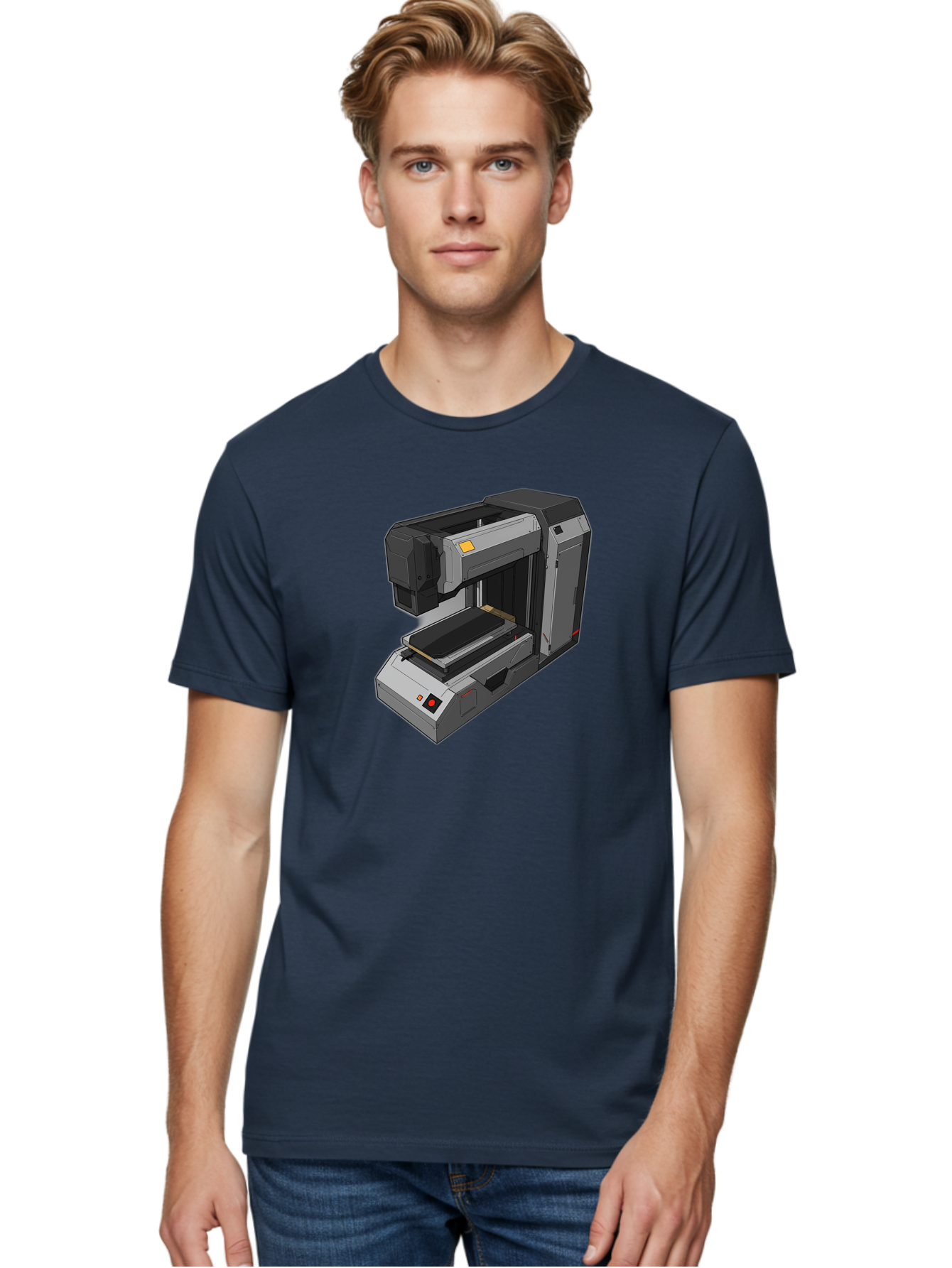 3D-Printer-41 Men'S Graphic Tee, 100% Cotton, Comfortable Casual Summer Wear, Machine Washable, 3D Printing Technology, Digital Fabrication, Additive Manufacturing, Printer Design, Futuristic Machinery, Modern Innovation, 3D Modeling, Baa037