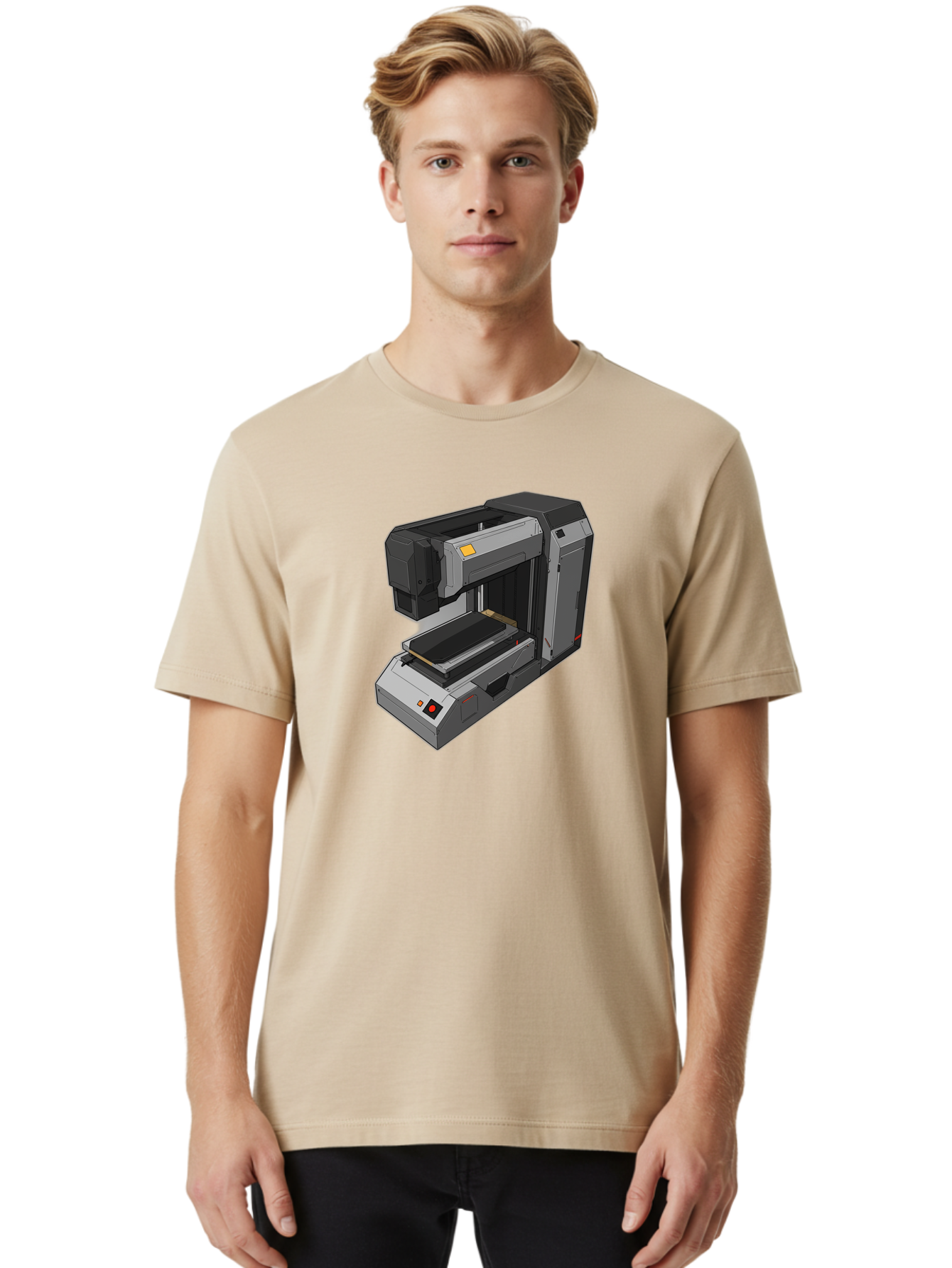 3D-Printer-41 Men'S Graphic Tee, 100% Cotton, Comfortable Casual Summer Wear, Machine Washable, 3D Printing Technology, Digital Fabrication, Additive Manufacturing, Printer Design, Futuristic Machinery, Modern Innovation, 3D Modeling, Baa037