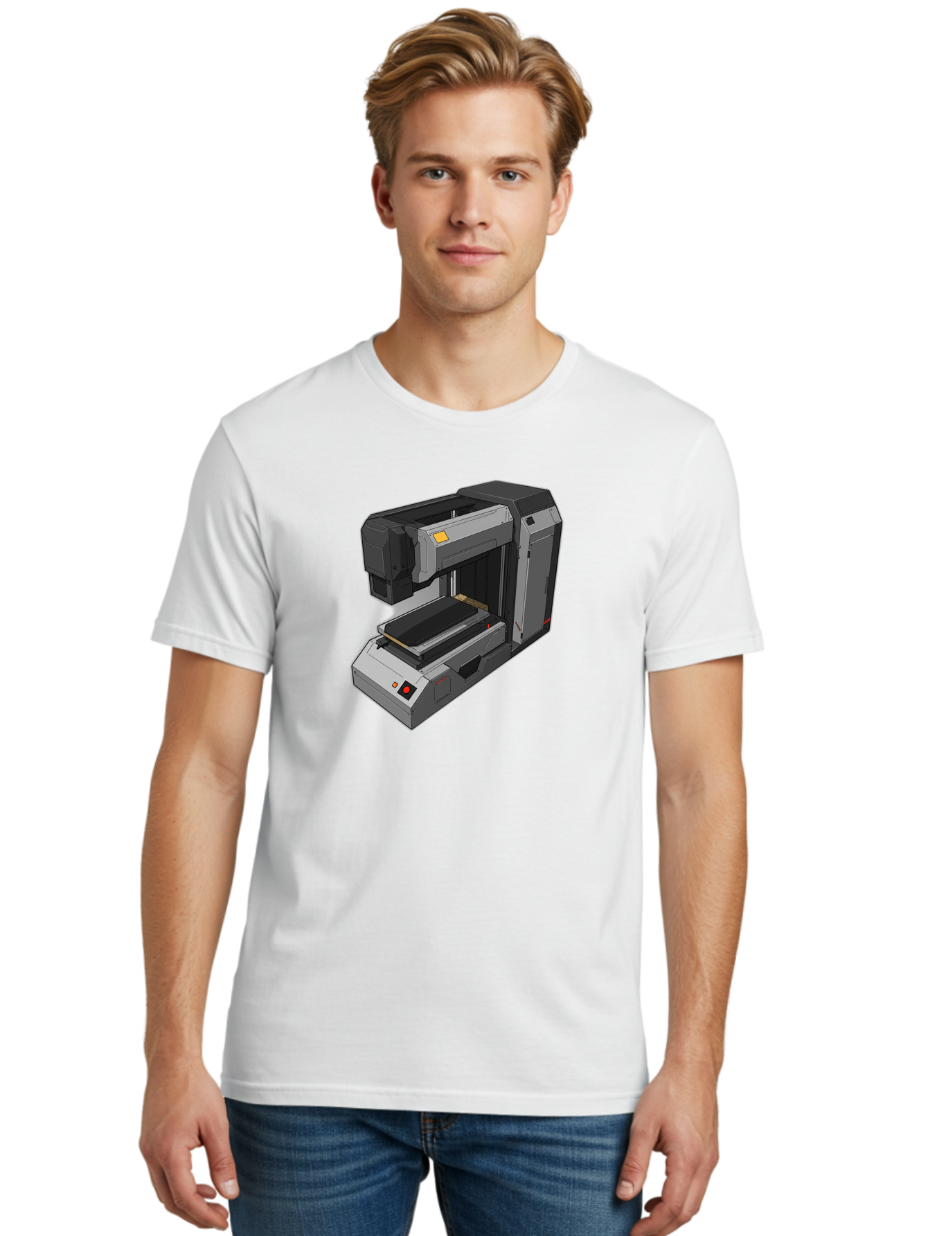 3D-Printer-41 Men'S Graphic Tee, 100% Cotton, Comfortable Casual Summer Wear, Machine Washable, 3D Printing Technology, Digital Fabrication, Additive Manufacturing, Printer Design, Futuristic Machinery, Modern Innovation, 3D Modeling, Baa037